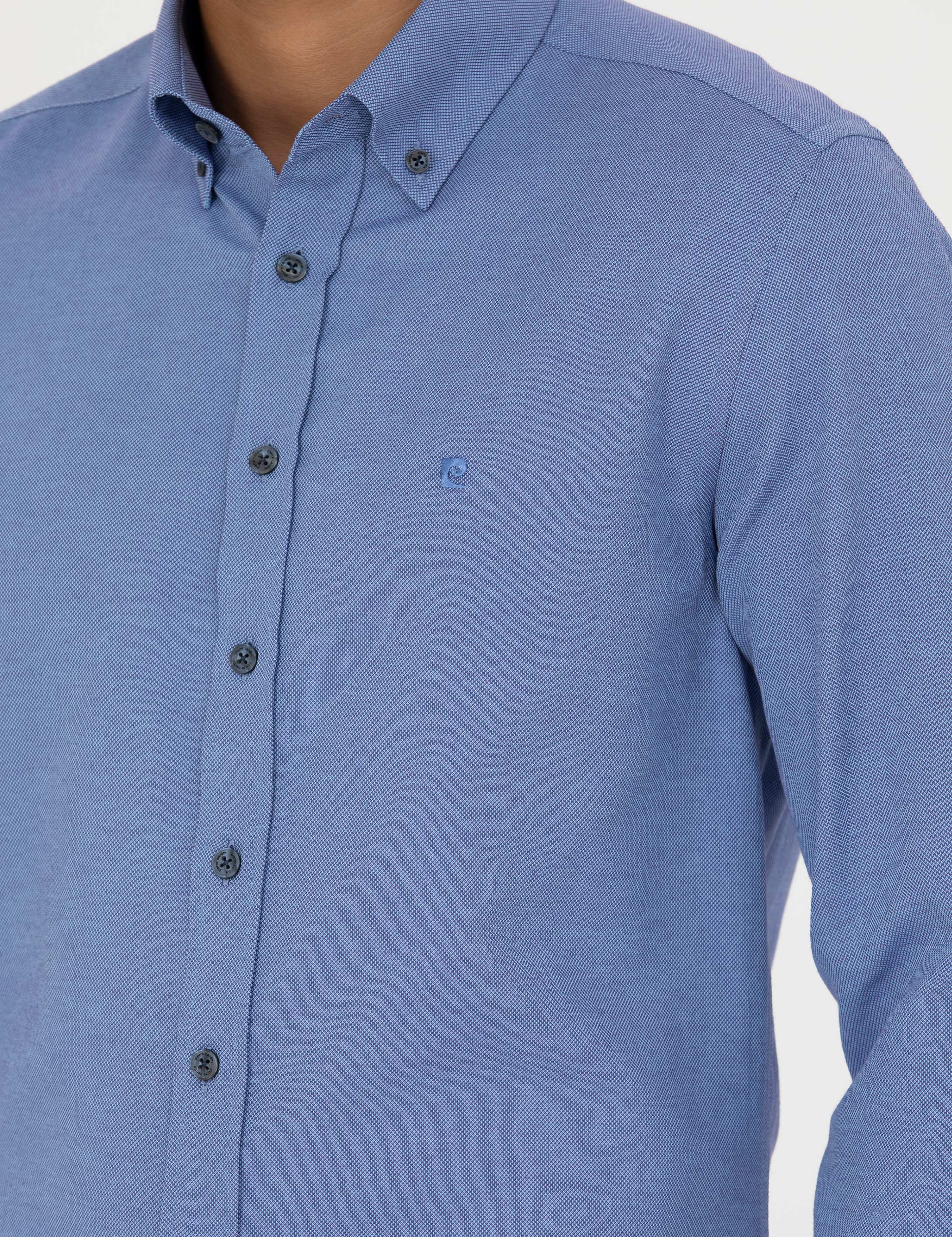 Lacivert Slim Fit Uzun Kollu Gömlek - Image 7
