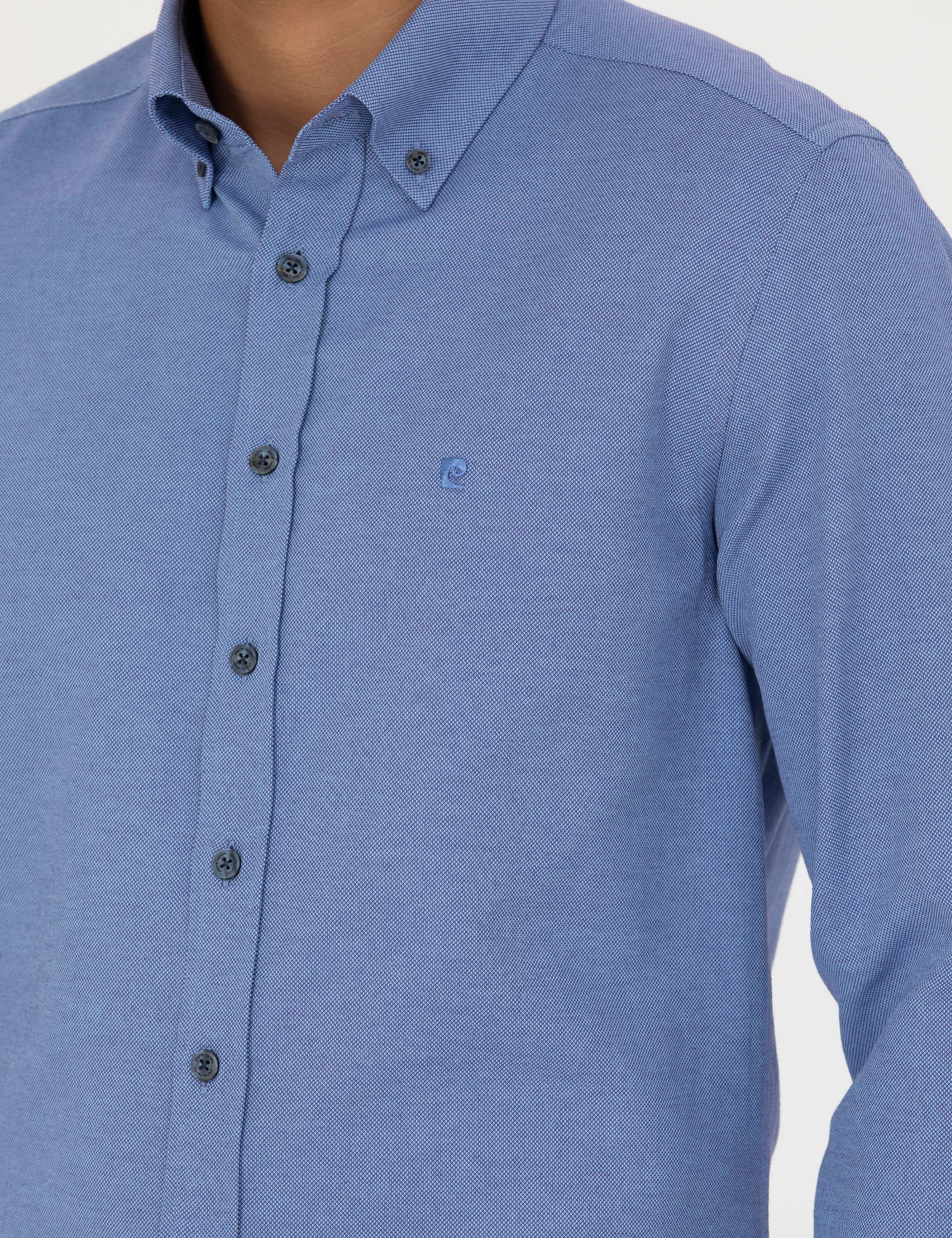 Lacivert Slim Fit Uzun Kollu Gömlek