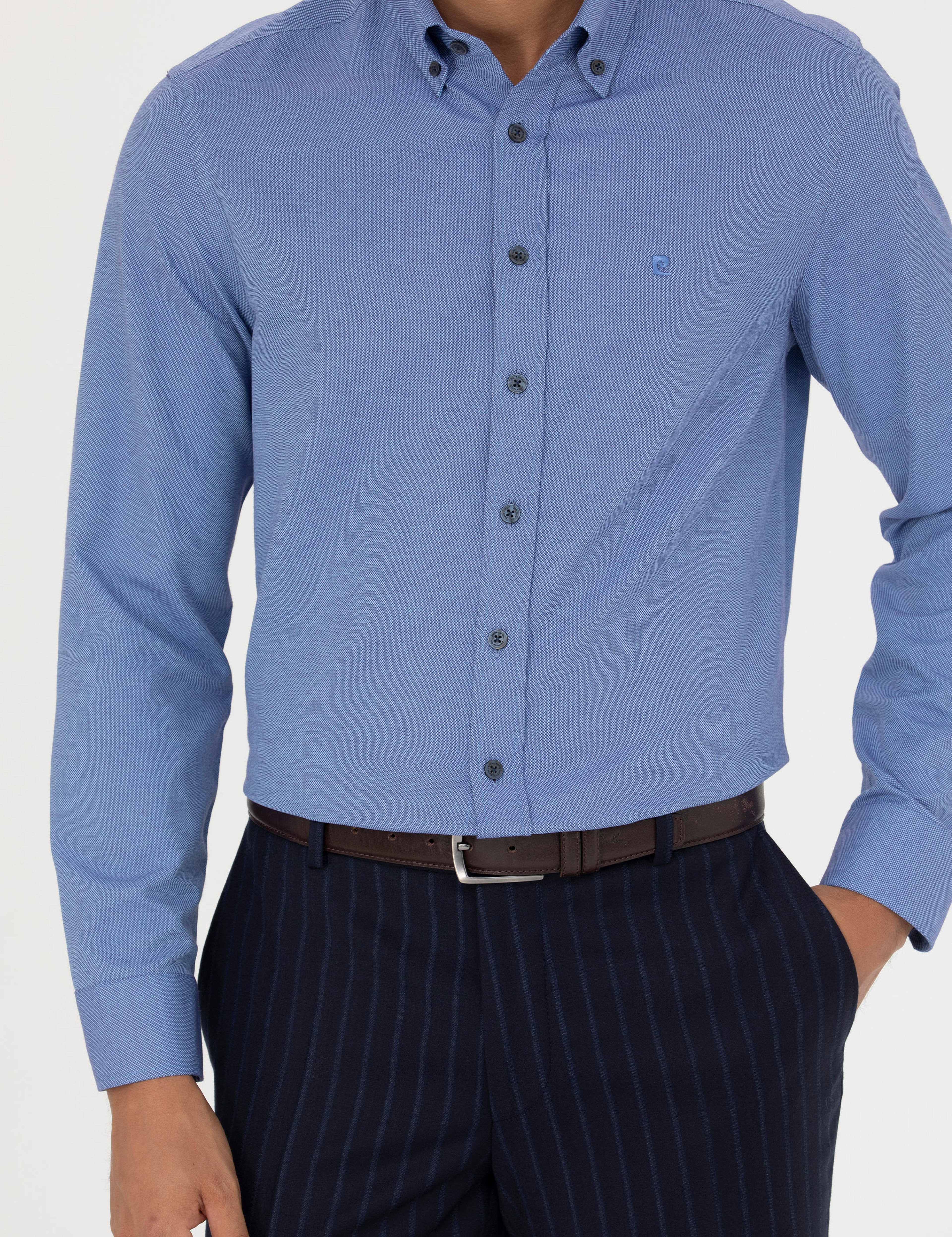 Lacivert Slim Fit Uzun Kollu Gömlek - Image 6