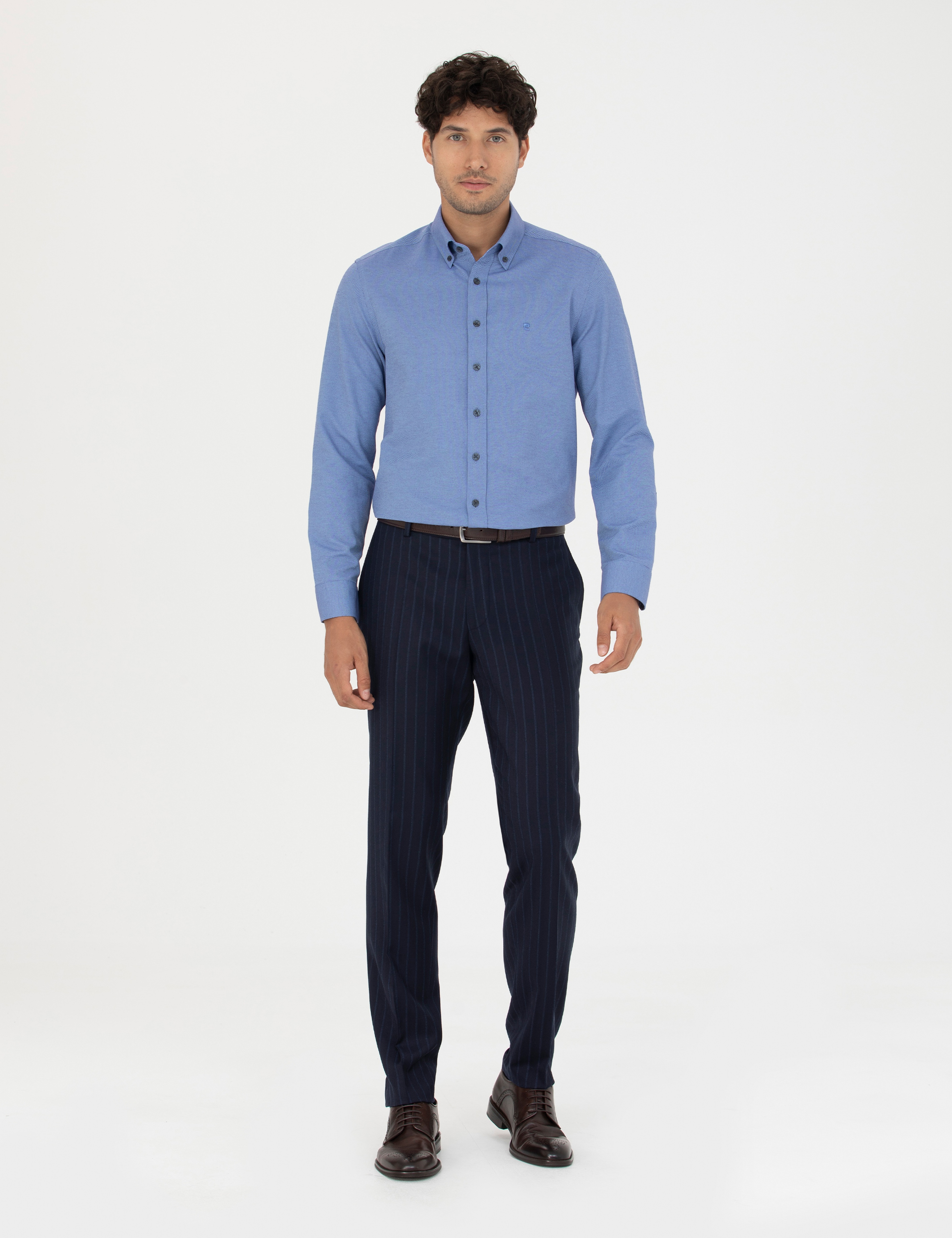 Lacivert Slim Fit Uzun Kollu Gömlek