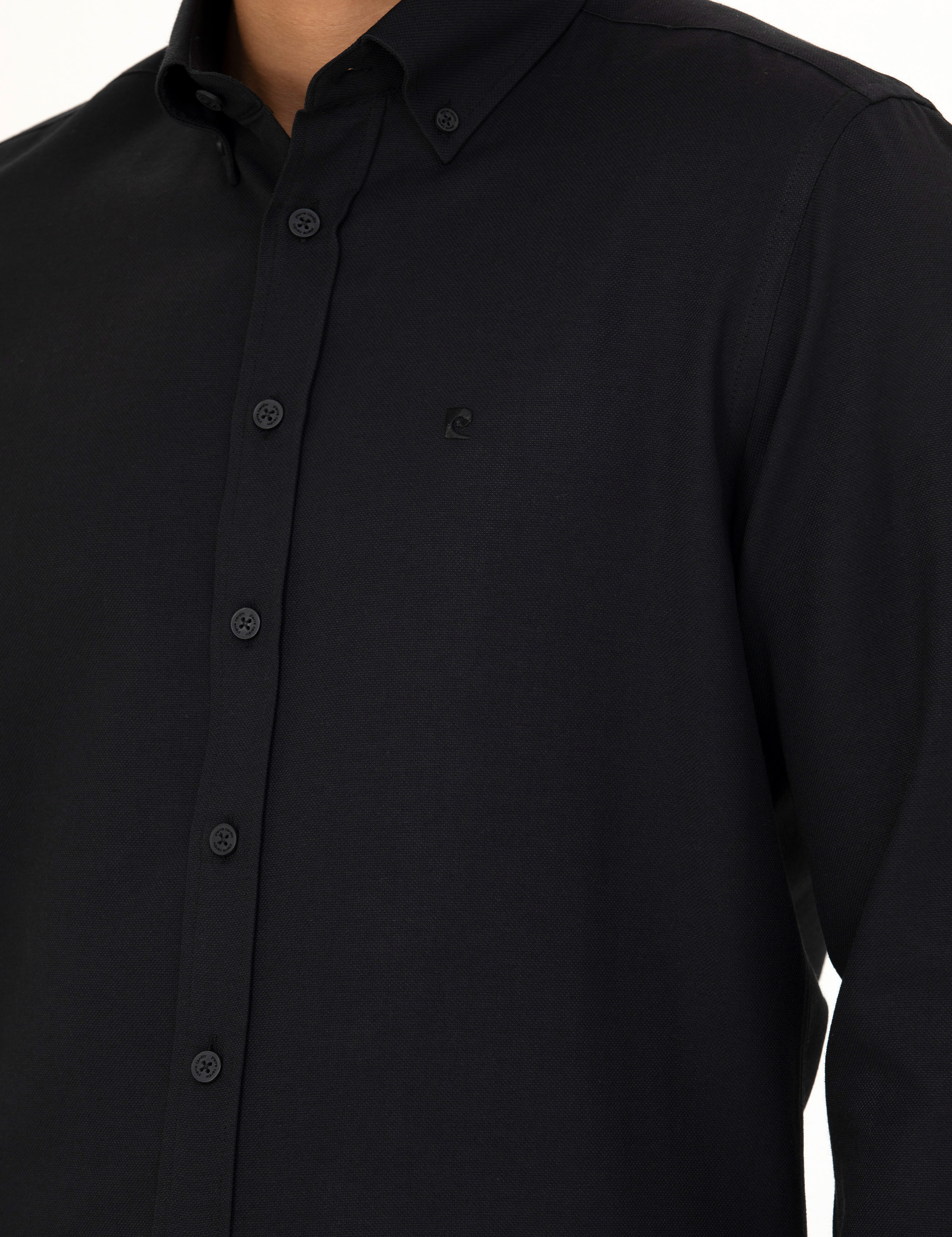Siyah Slim Fit Uzun Kollu Gömlek - Image 7