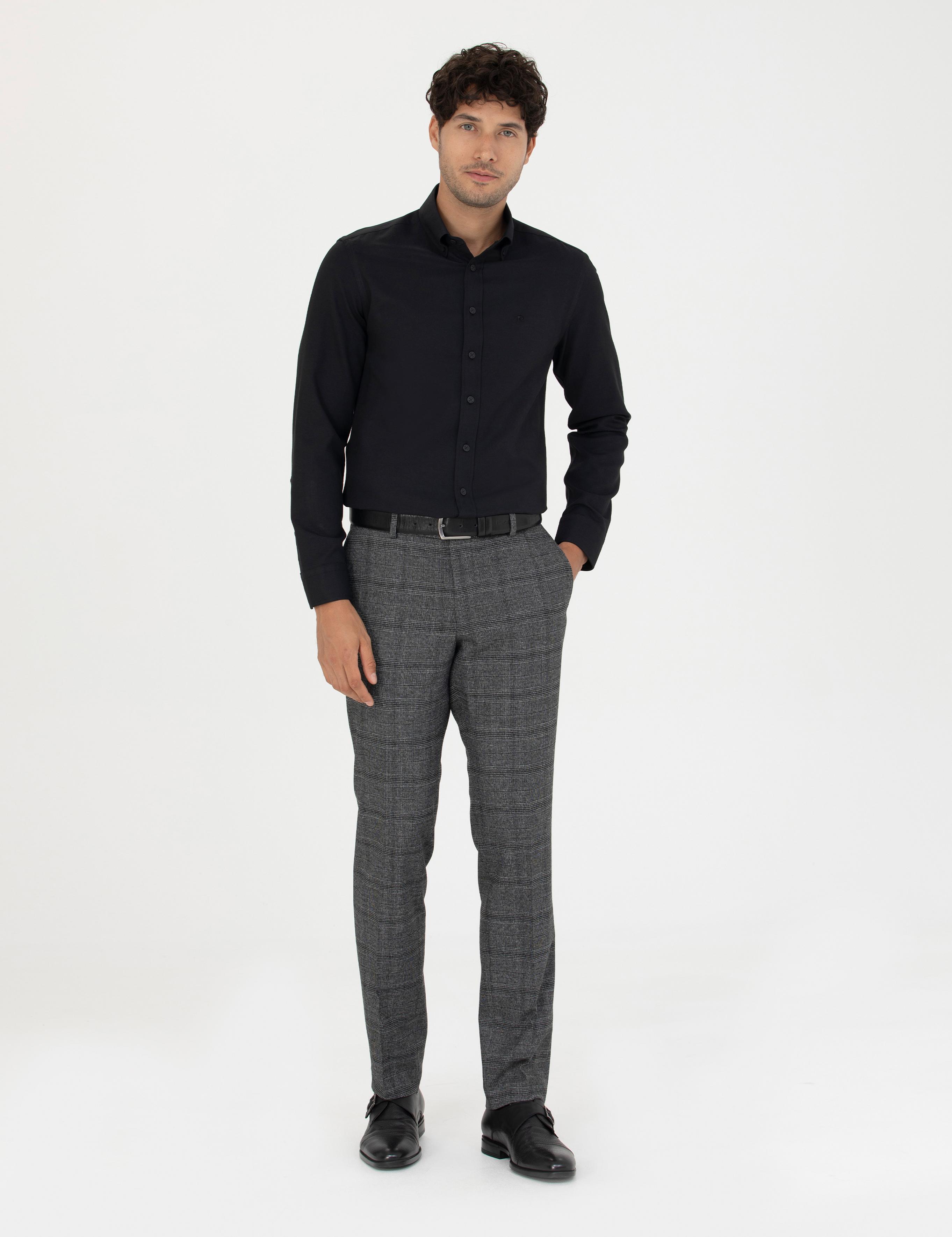 Siyah Slim Fit Uzun Kollu Gömlek