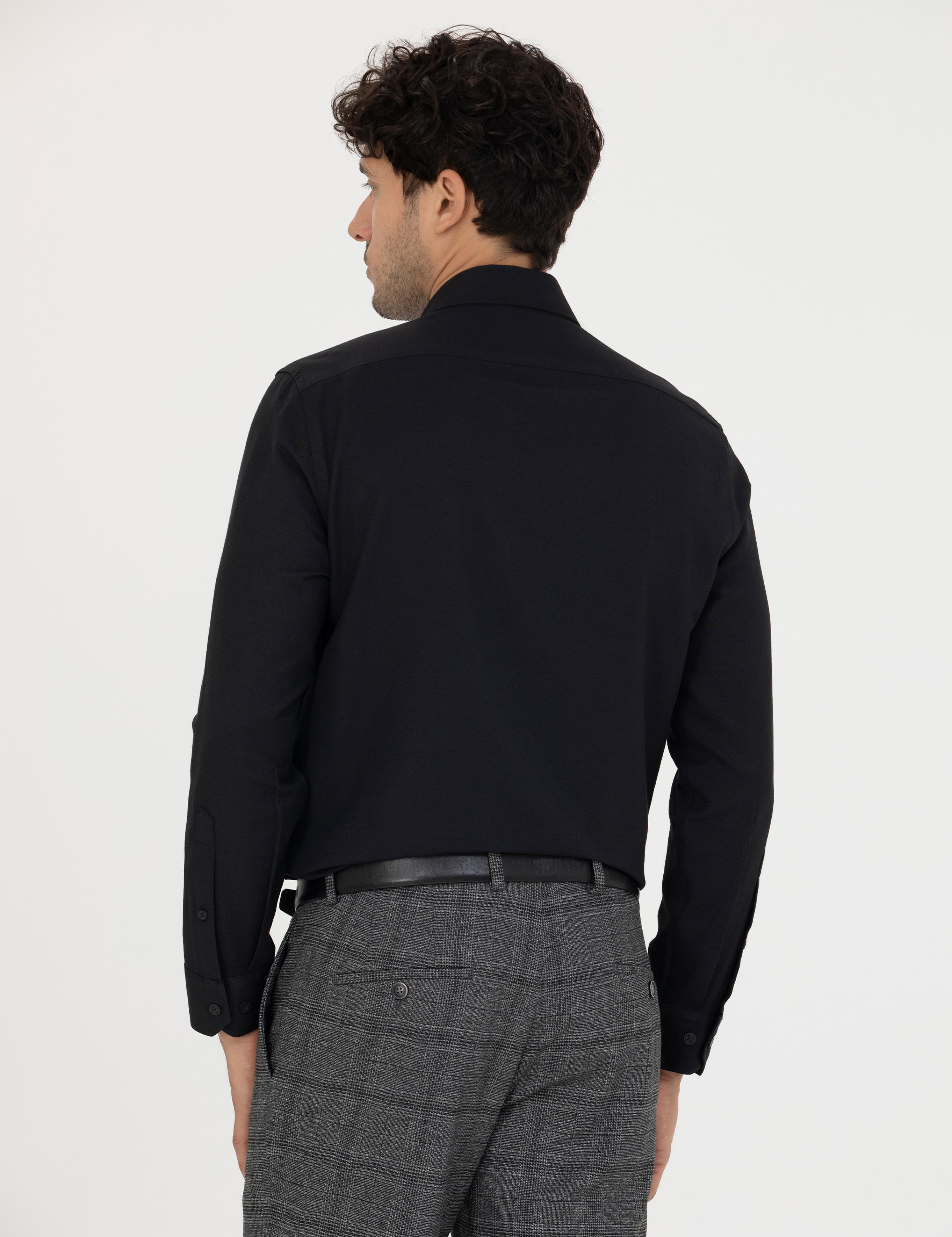 Siyah Slim Fit Uzun Kollu Gömlek