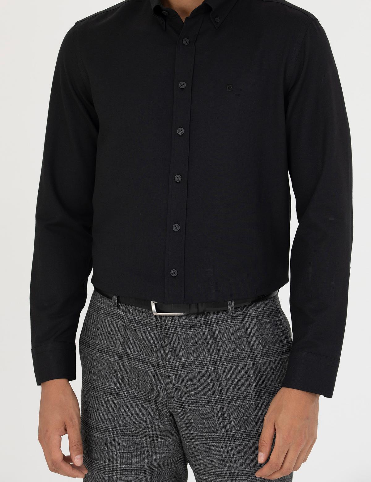 Siyah Slim Fit Uzun Kollu Gömlek - 50275815069
