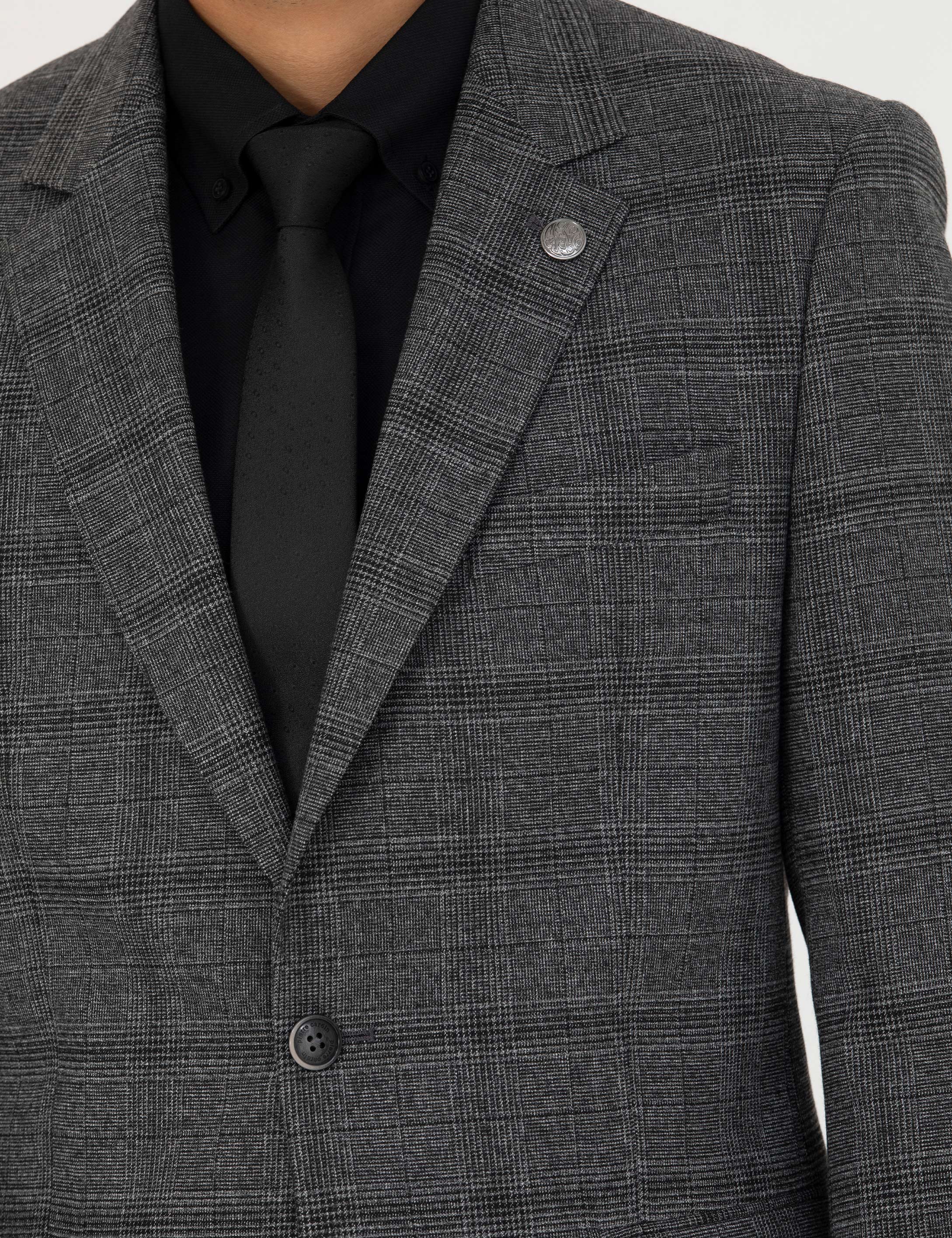 Pierre Cardin Füme Slim Fit Ekose Takım Elbise görsel 7