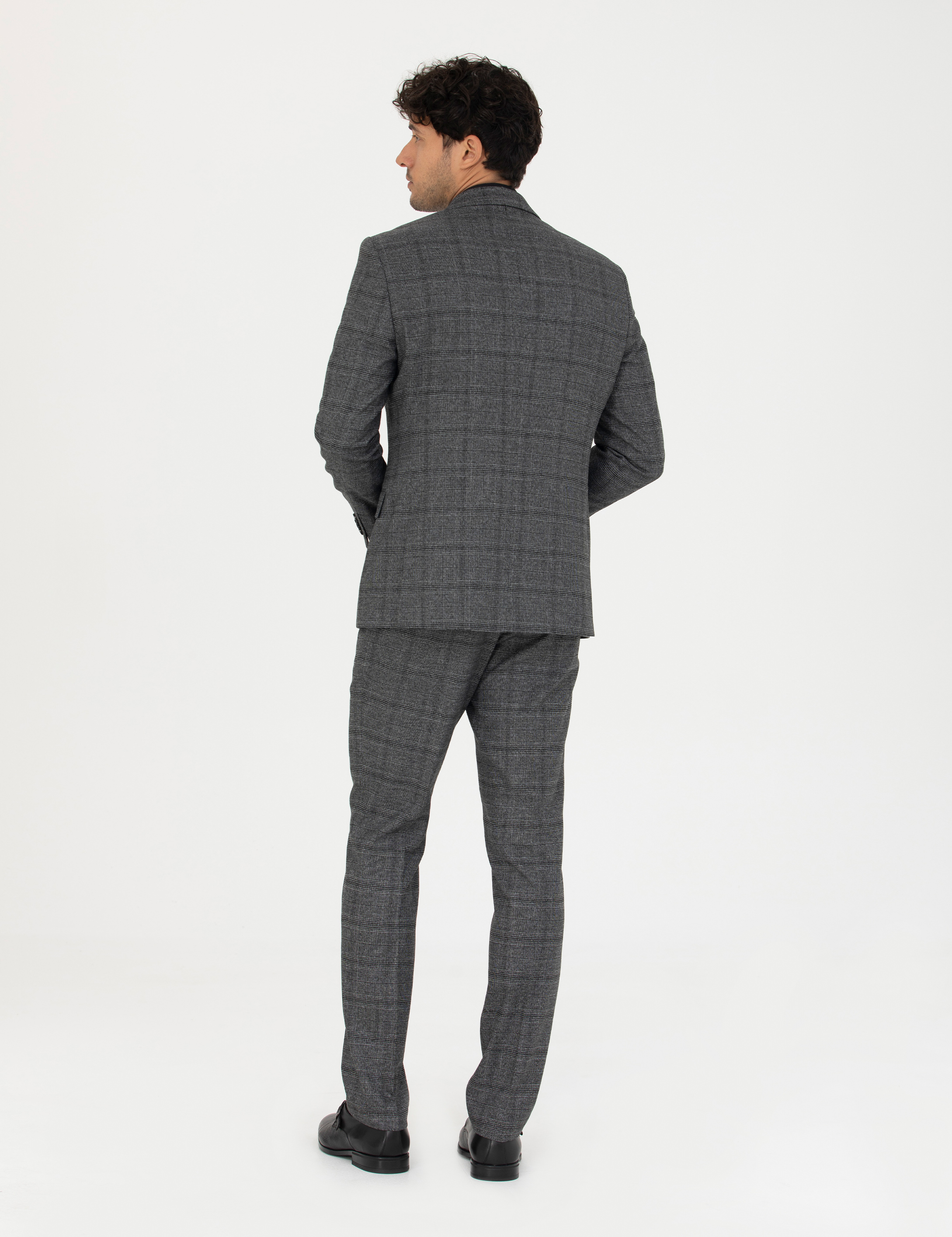 Pierre Cardin Füme Slim Fit Ekose Takım Elbise görsel 5