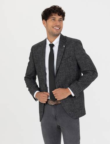 Füme Ekstra Slim Fit Yün Karışımlı Blazer Ceket