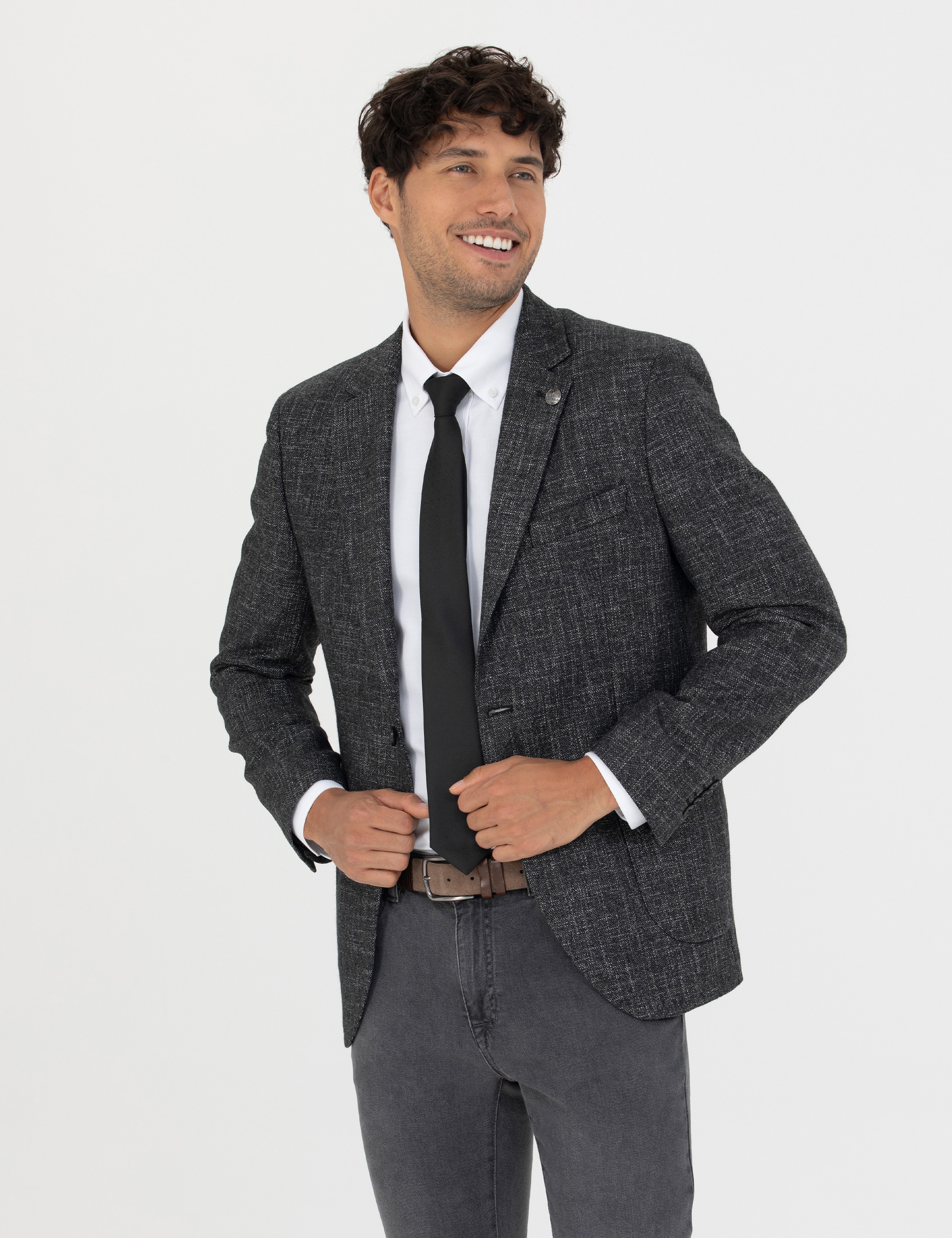 Füme Ekstra Slim Fit Yün Karışımlı Blazer Ceket - Image 1
