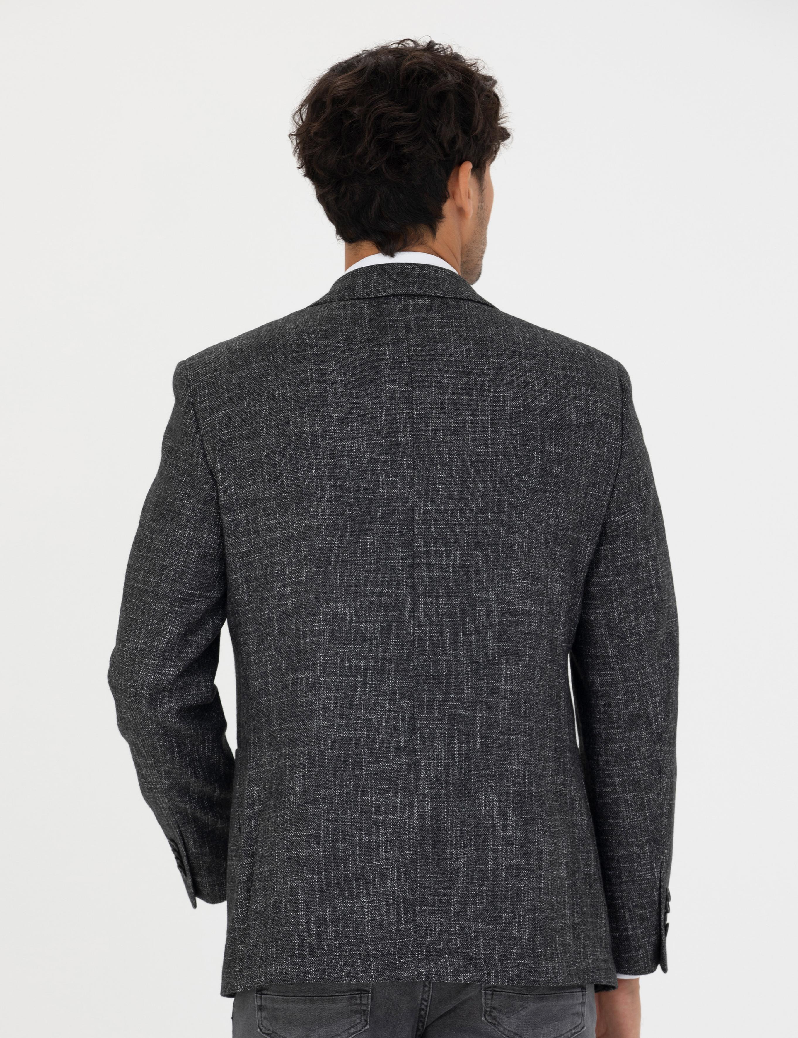 Füme Ekstra Slim Fit Yün Karışımlı Blazer Ceket