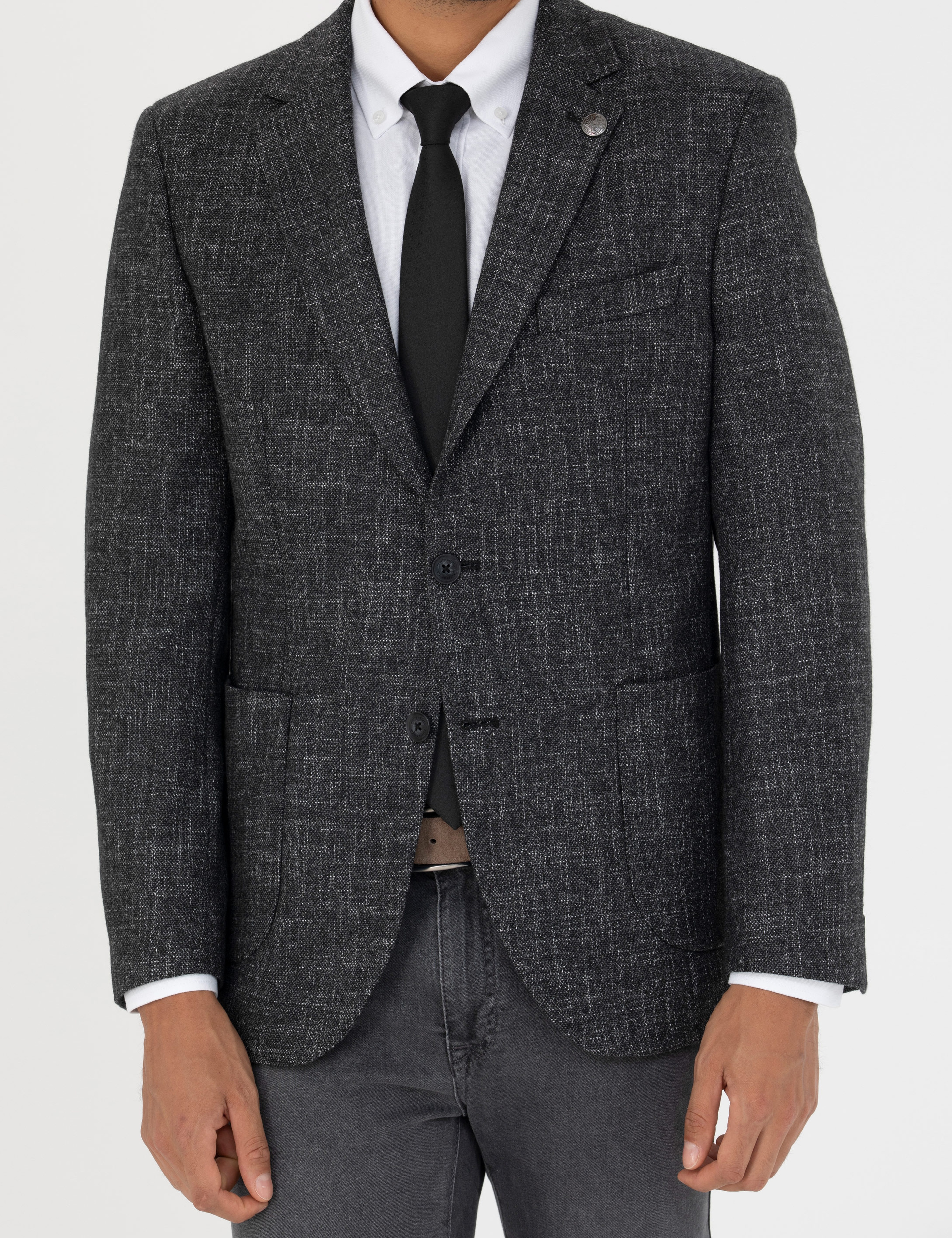 Füme Ekstra Slim Fit Yün Karışımlı Blazer Ceket