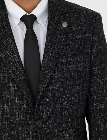 Siyah Ekstra Slim Fit Yün Karışımlı Blazer Ceket