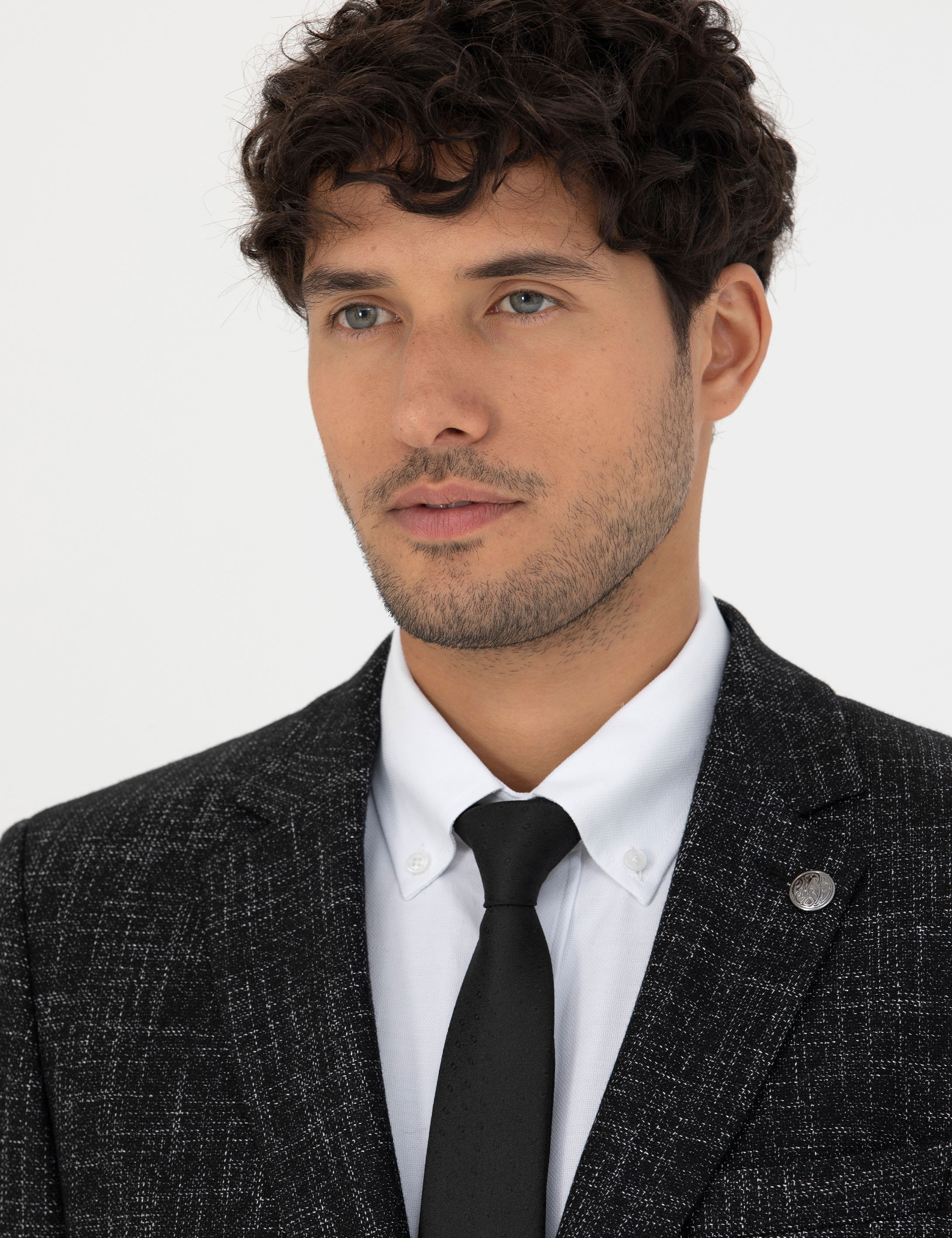 Siyah Ekstra Slim Fit Yün Karışımlı Blazer Ceket - Image 2