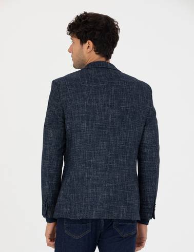 Açık Lacivert Ekstra Slim Fit Yün Karışımlı Blazer Ceket