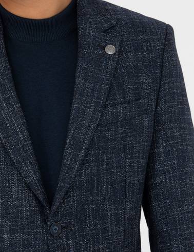 Açık Lacivert Ekstra Slim Fit Yün Karışımlı Blazer Ceket