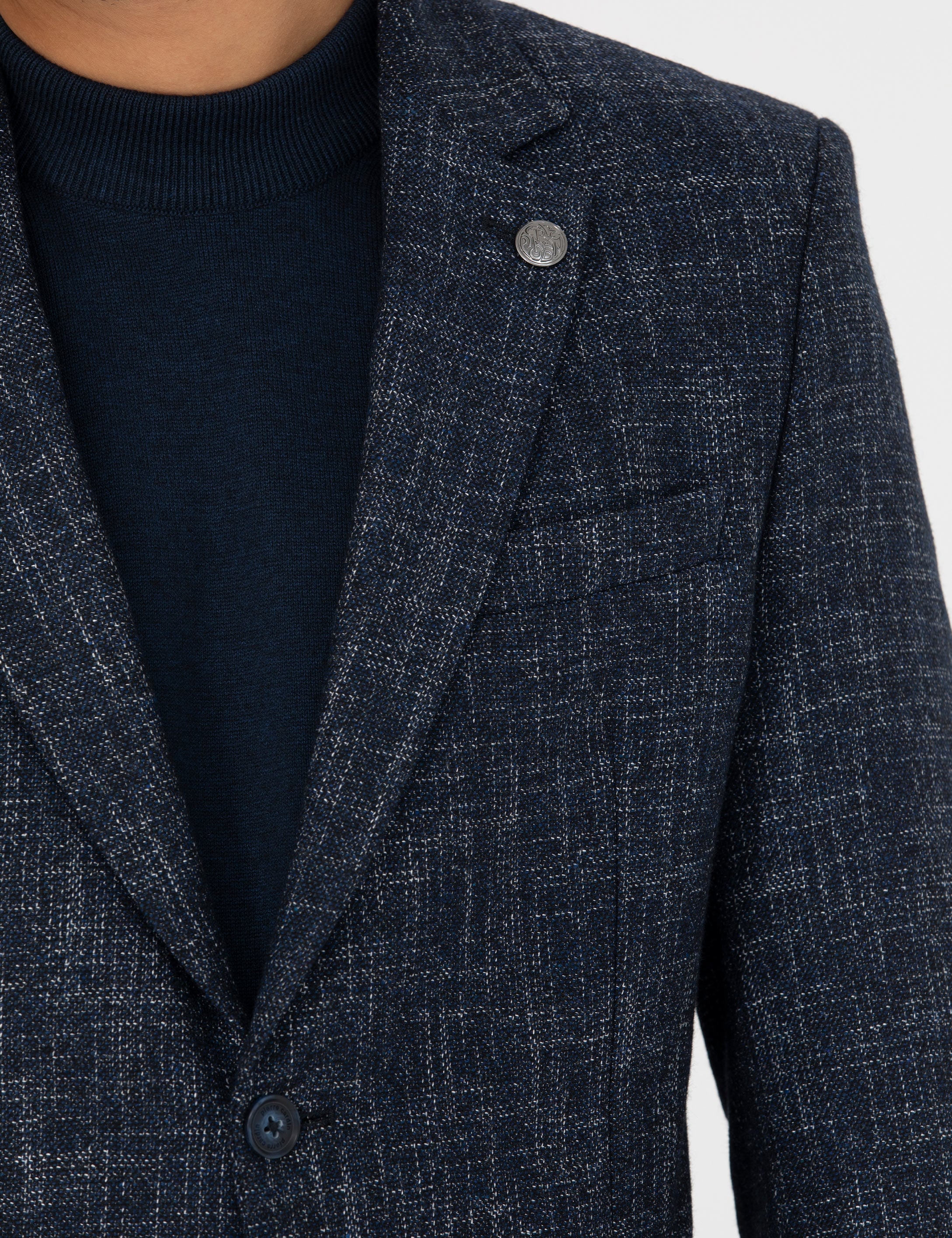 Açık Lacivert Ekstra Slim Fit Yün Karışımlı Blazer Ceket