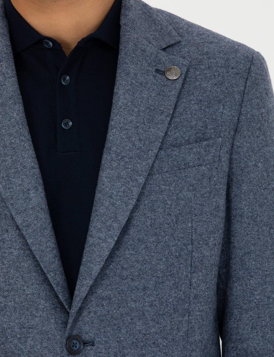 Saks Yün Karışımlı Slim Fit Ceket