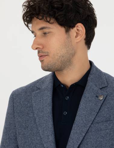 Saks Yün Karışımlı Slim Fit Ceket