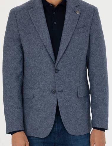Saks Yün Karışımlı Slim Fit Ceket