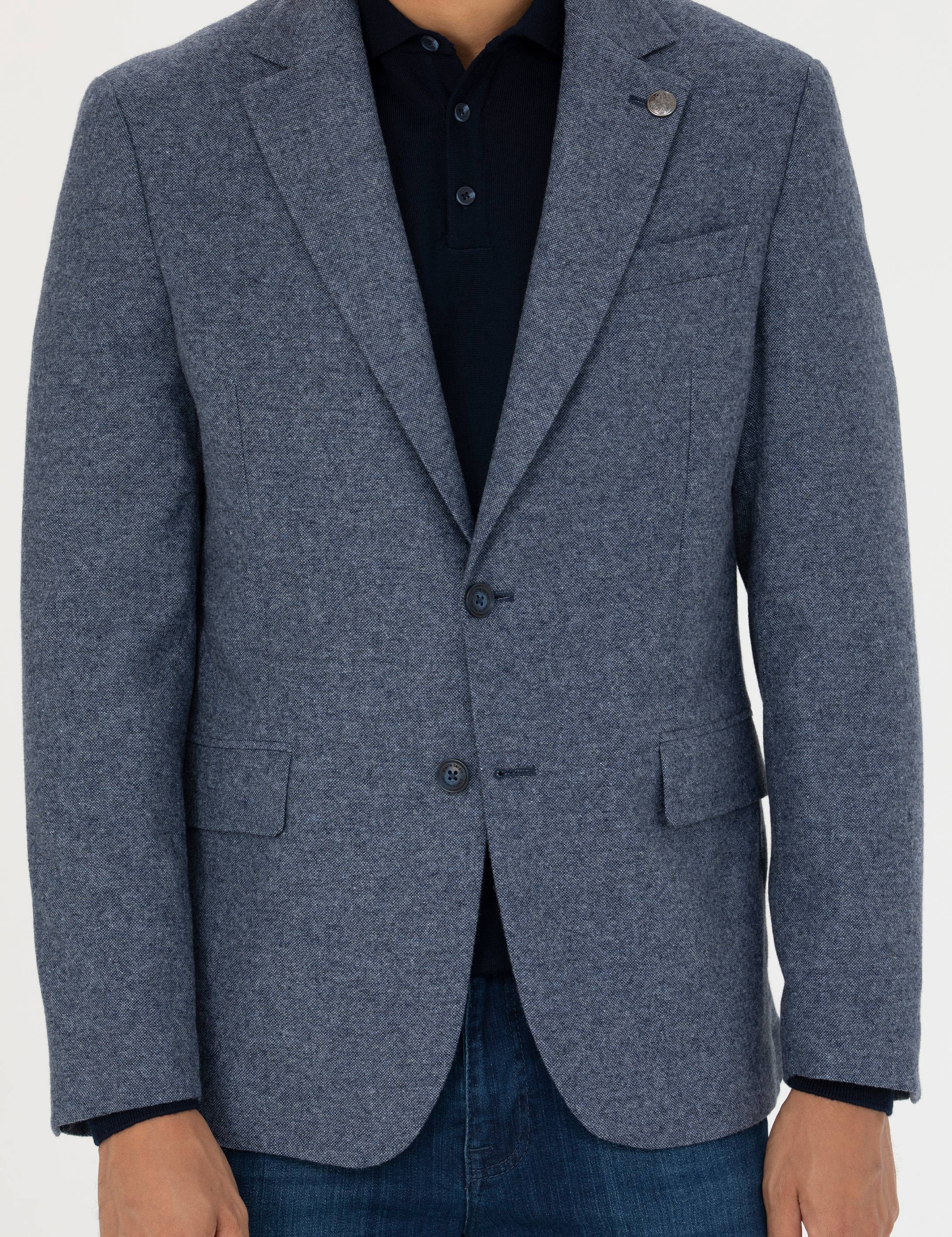 Saks Yün Karışımlı Slim Fit Ceket - Image 6