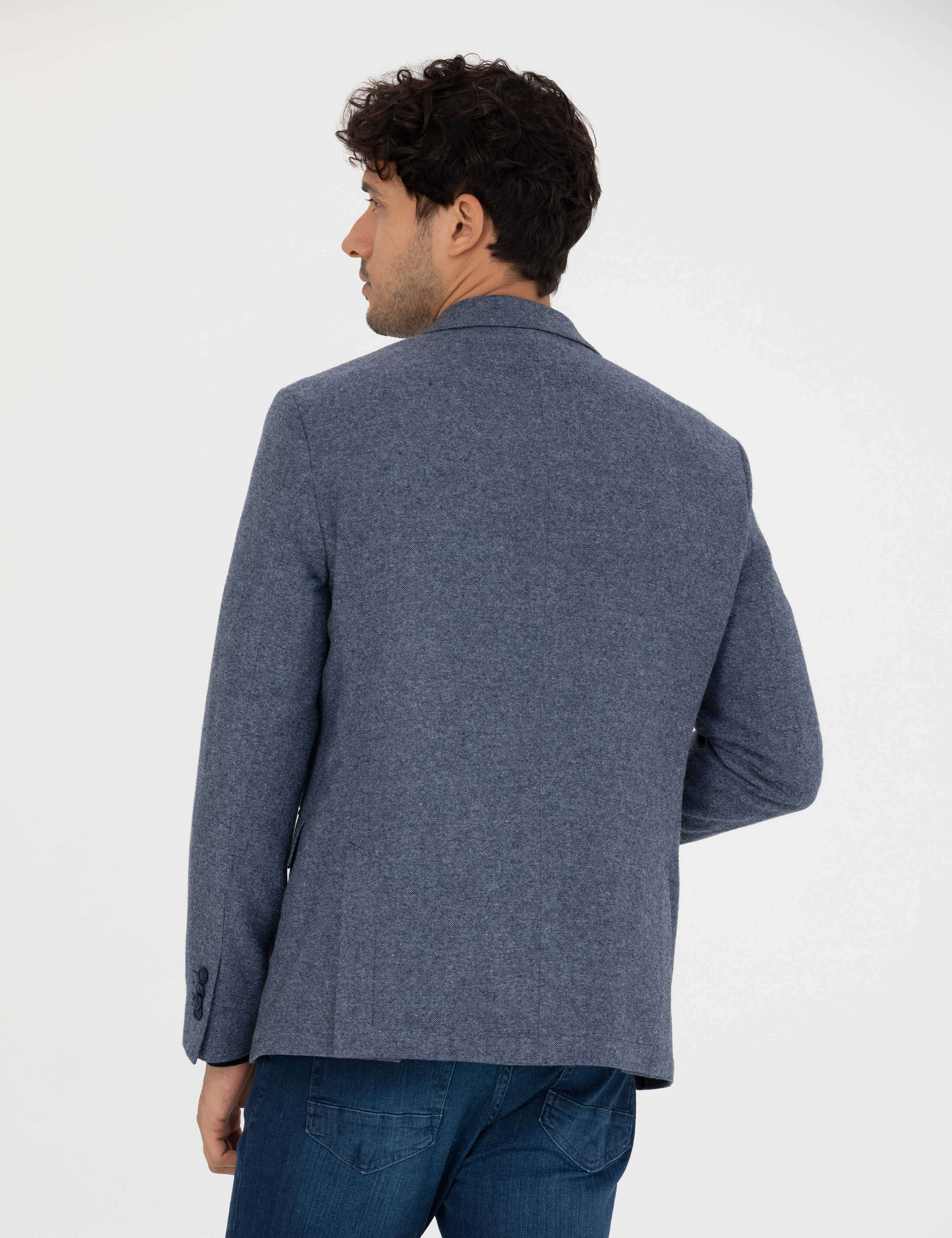 Saks Yün Karışımlı Slim Fit Ceket