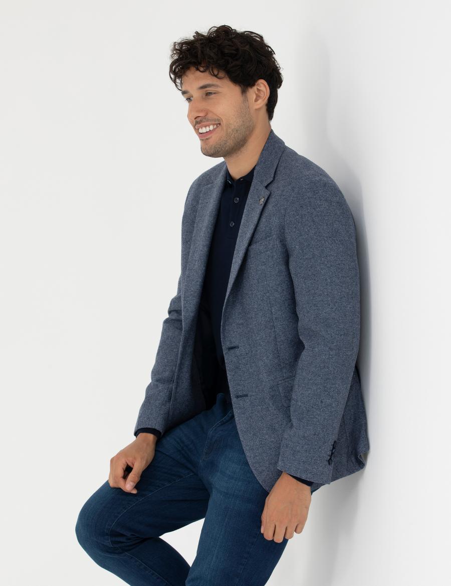 Saks Yün Karışımlı Slim Fit Ceket