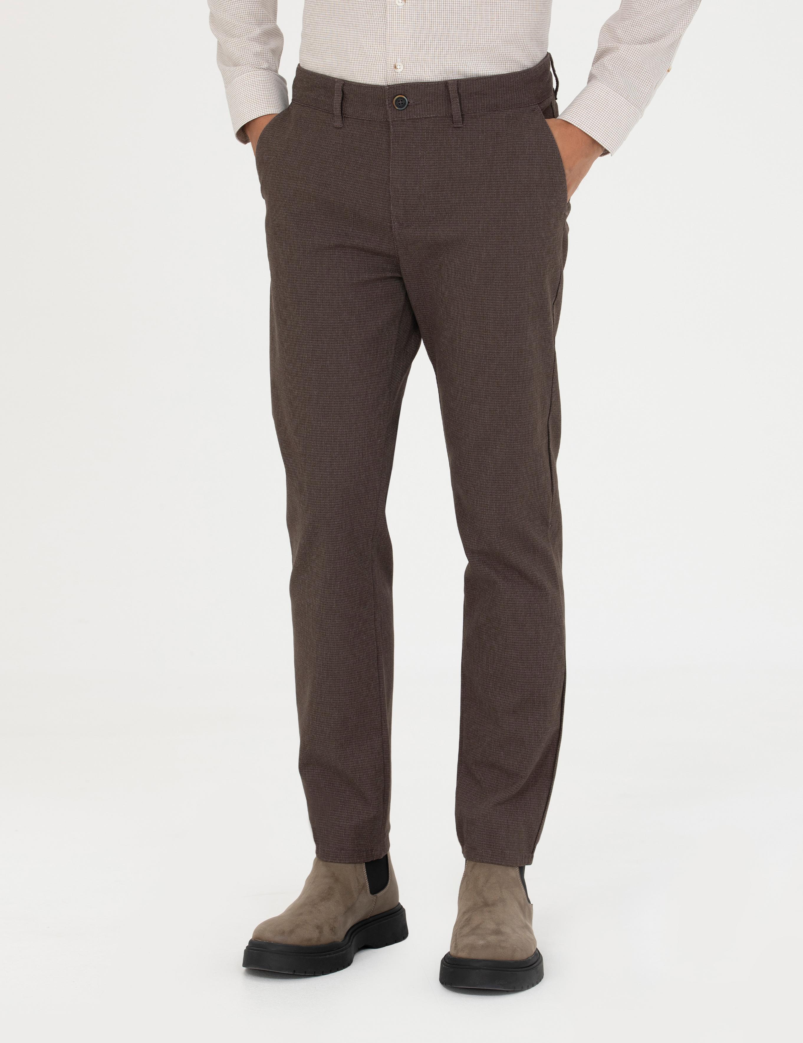 Kahverengi Slim Fit Kanvas Pantolon