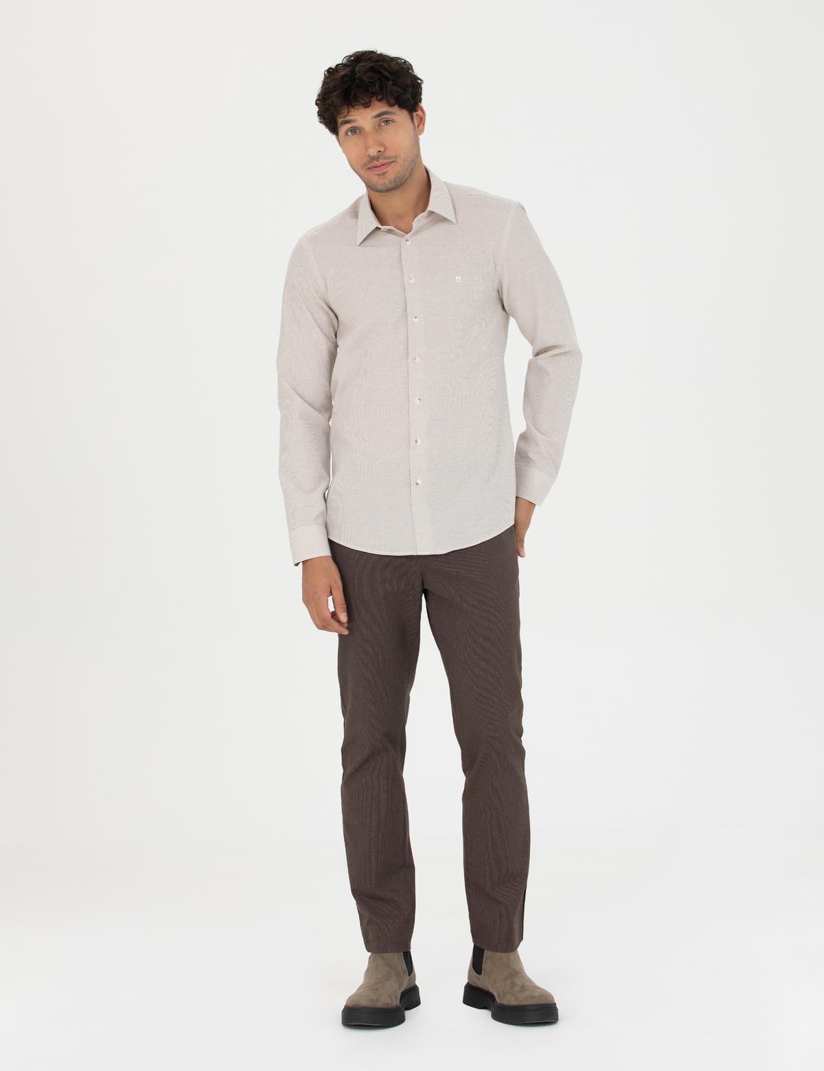 Kahverengi Slim Fit Kanvas Pantolon - 50278440083