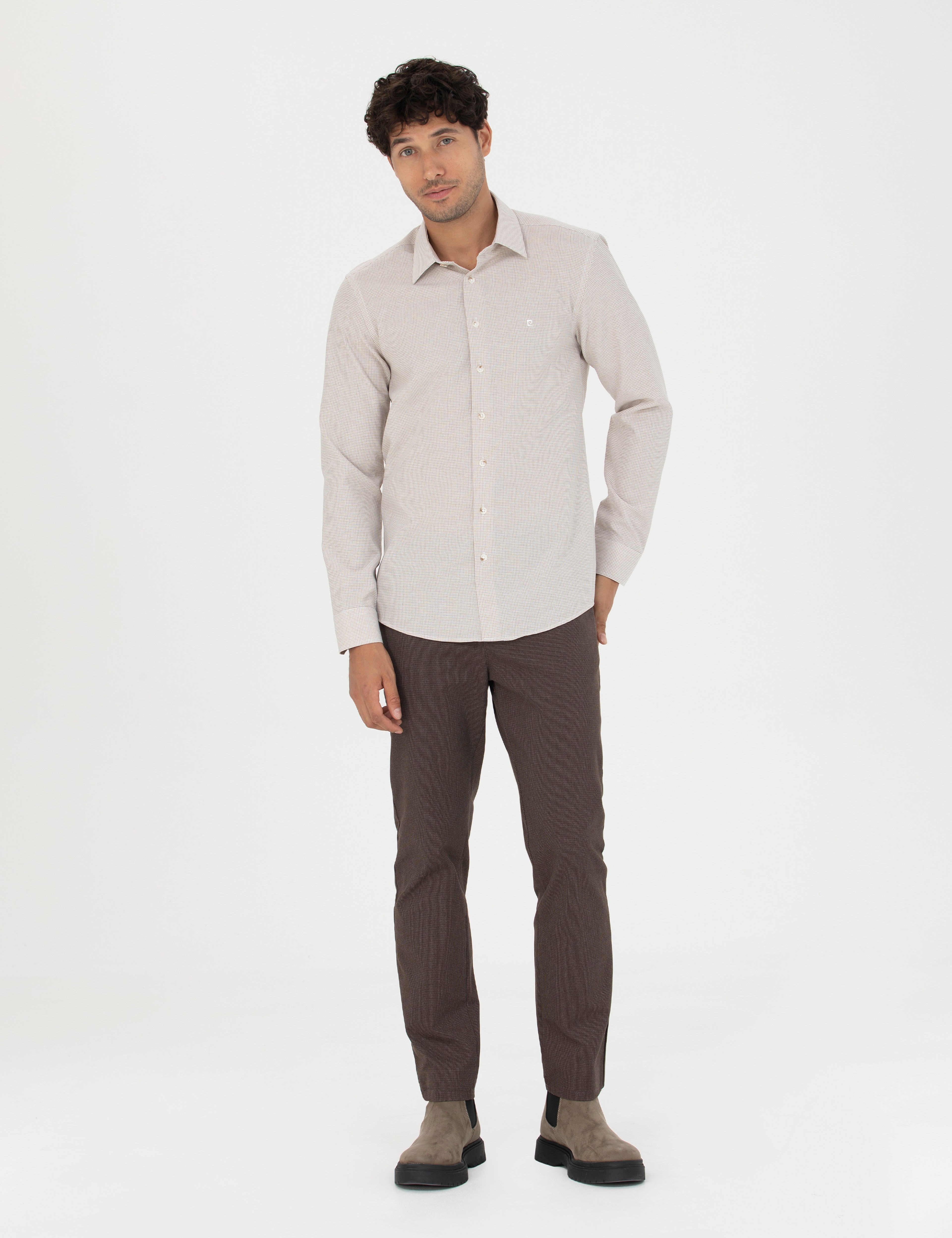 Kahverengi Slim Fit Kanvas Pantolon - Image 3