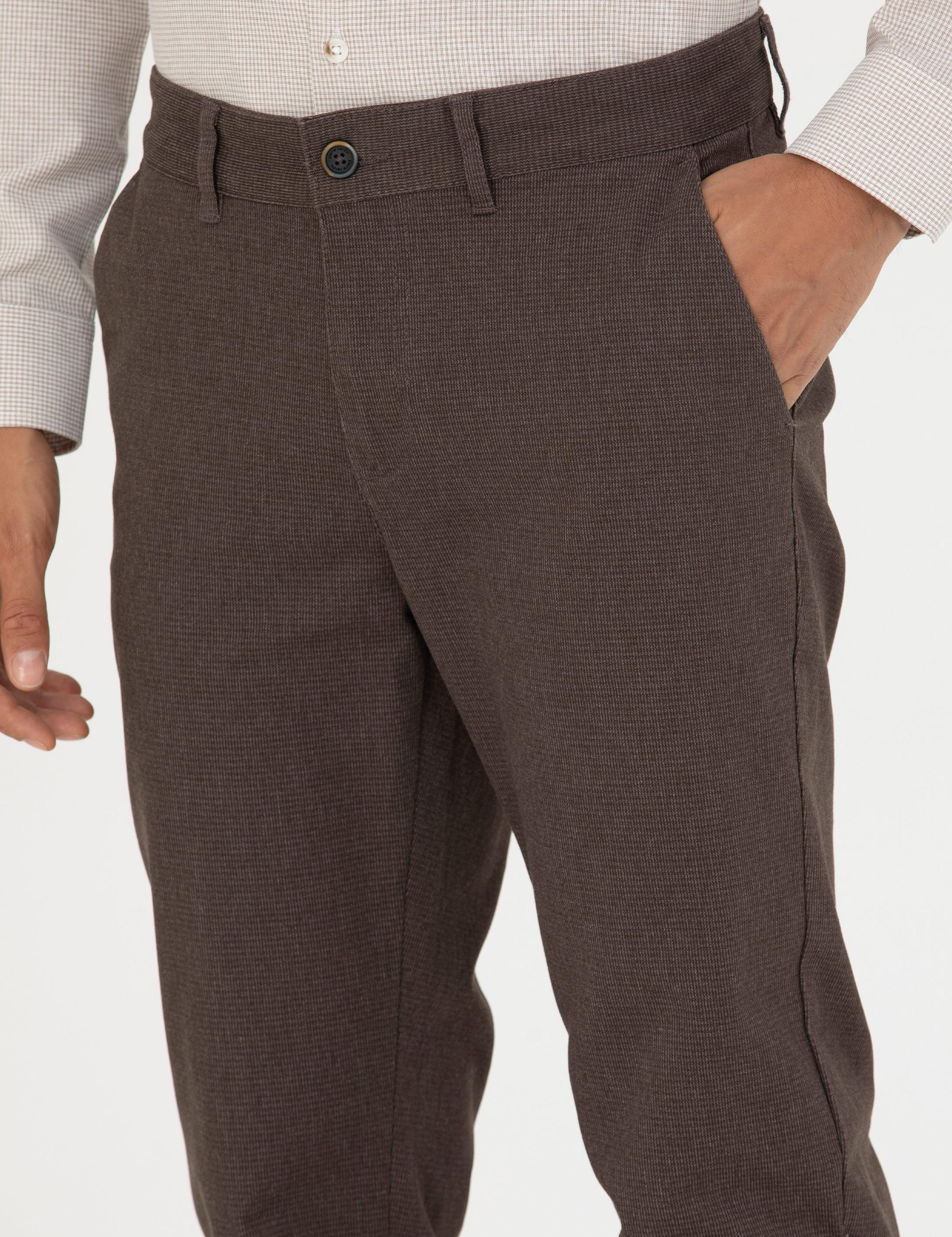 Kahverengi Slim Fit Kanvas Pantolon