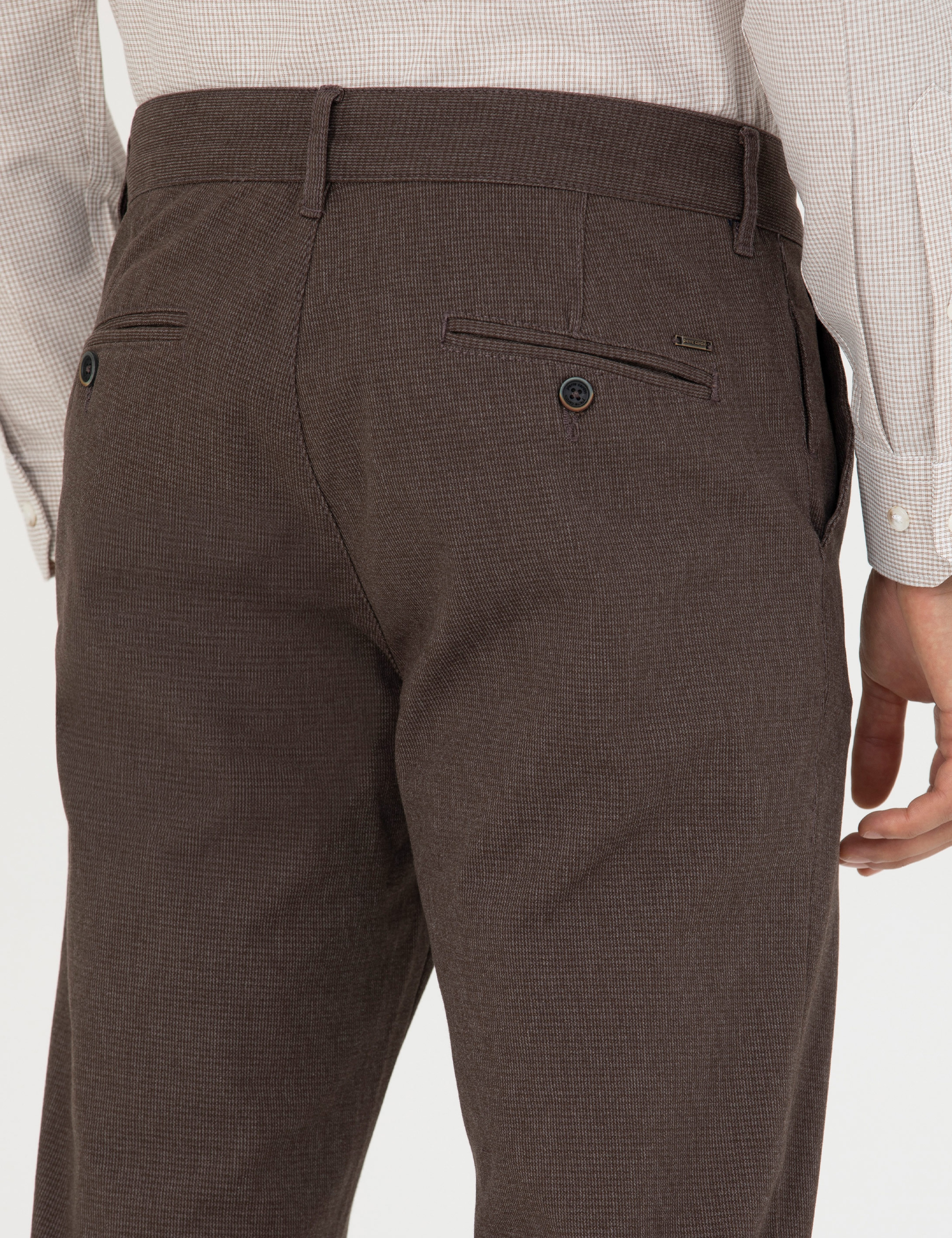 Kahverengi Slim Fit Kanvas Pantolon - Image 7