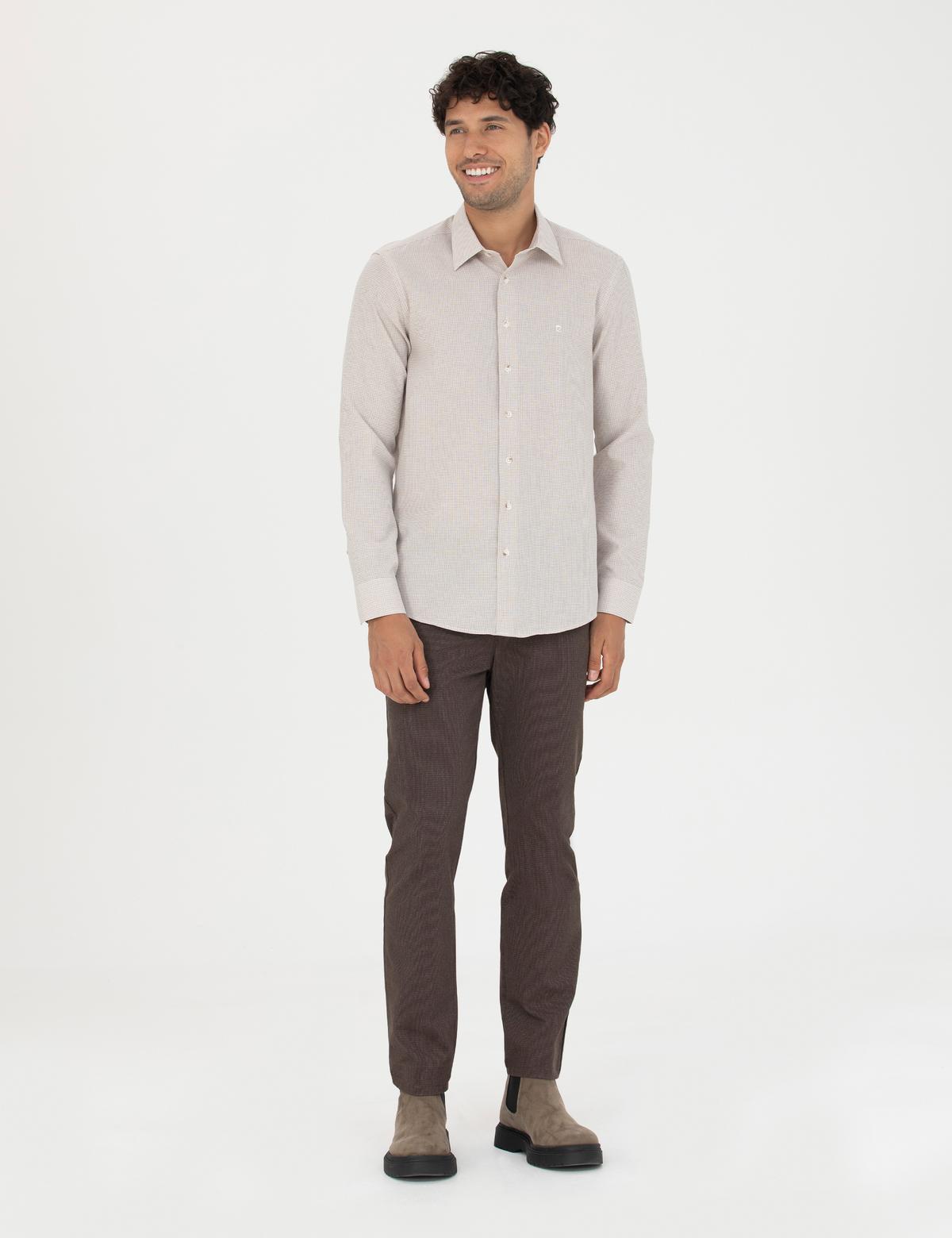 Kahverengi Slim Fit Kanvas Pantolon