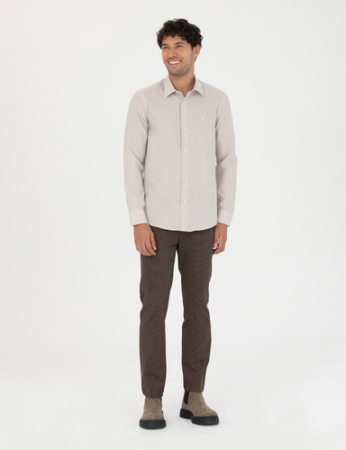 Kahverengi Slim Fit Kanvas Pantolon