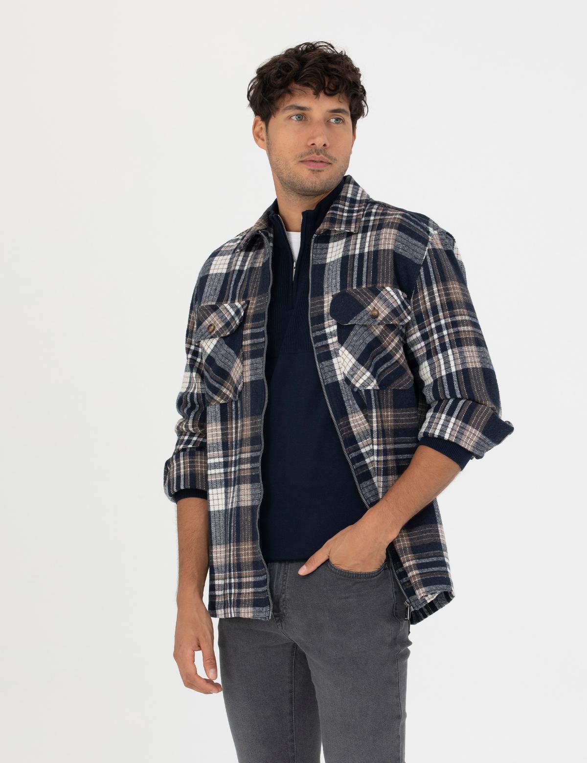 Lacivert Comfort Fit Gömlek Ceket - 50278867007