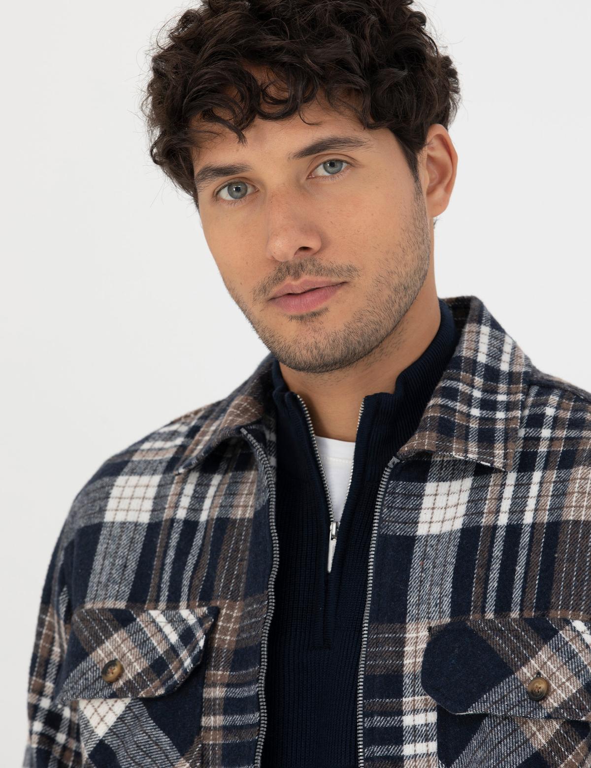 Lacivert Comfort Fit Gömlek Ceket - 50278867007