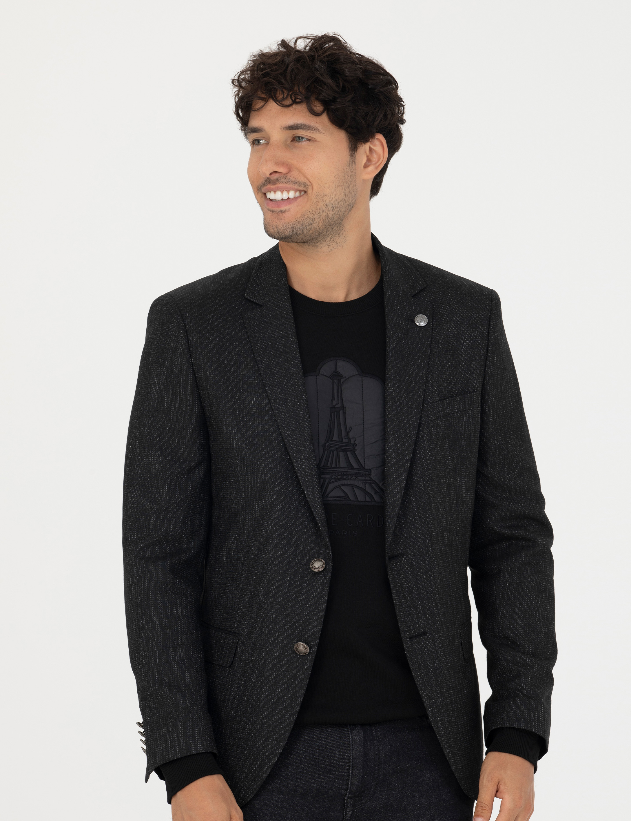 Siyah Ekstra Slim Fit Blazer Ceket - Image 3