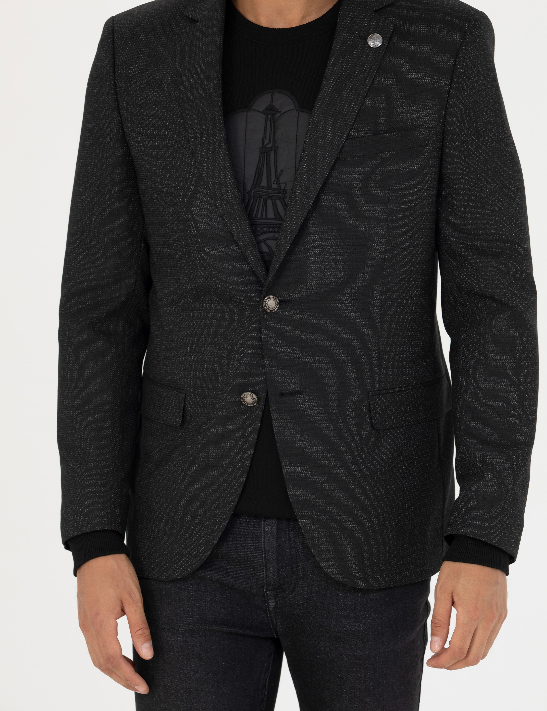 Siyah Ekstra Slim Fit Blazer Ceket - Image 6
