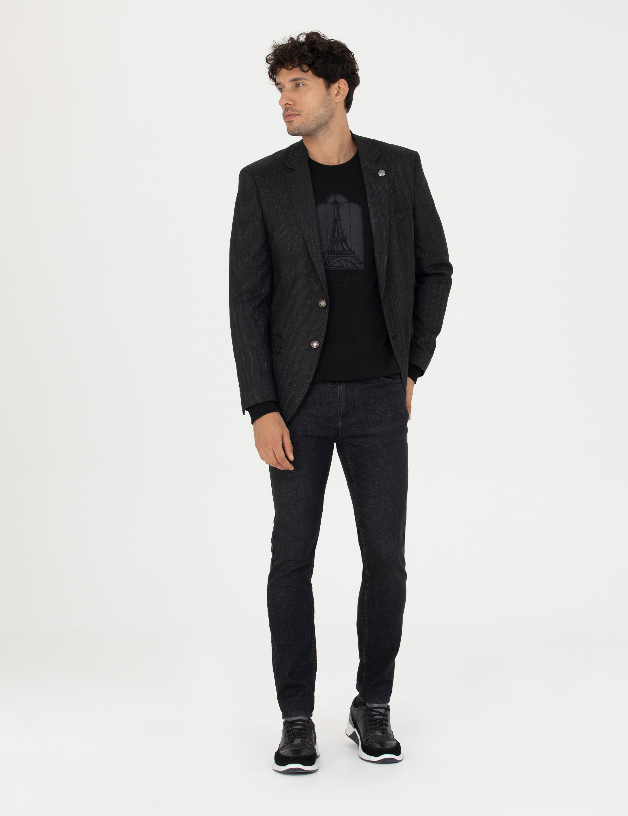 Siyah Ekstra Slim Fit Blazer Ceket - Image 4