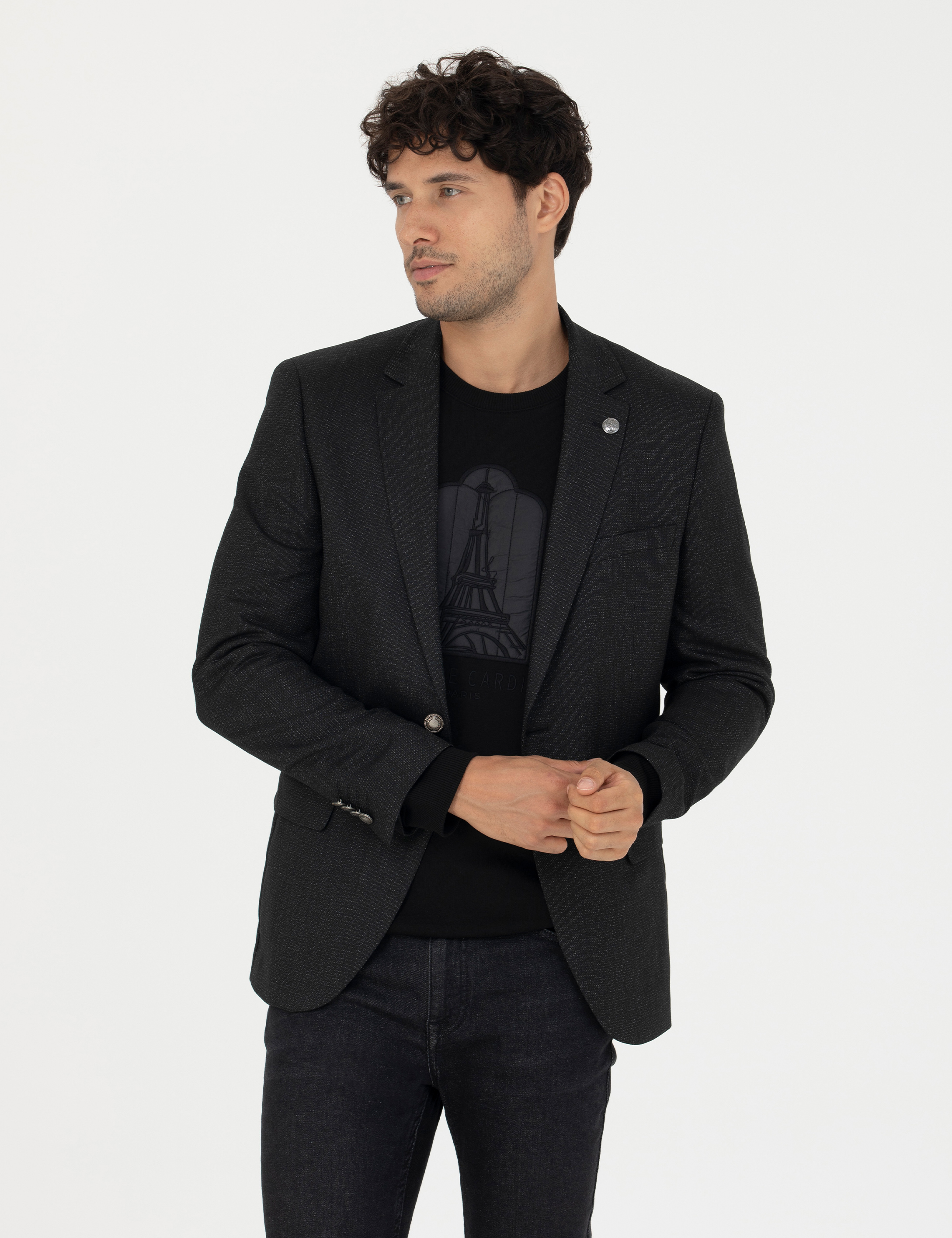 Siyah Ekstra Slim Fit Blazer Ceket - Image 1