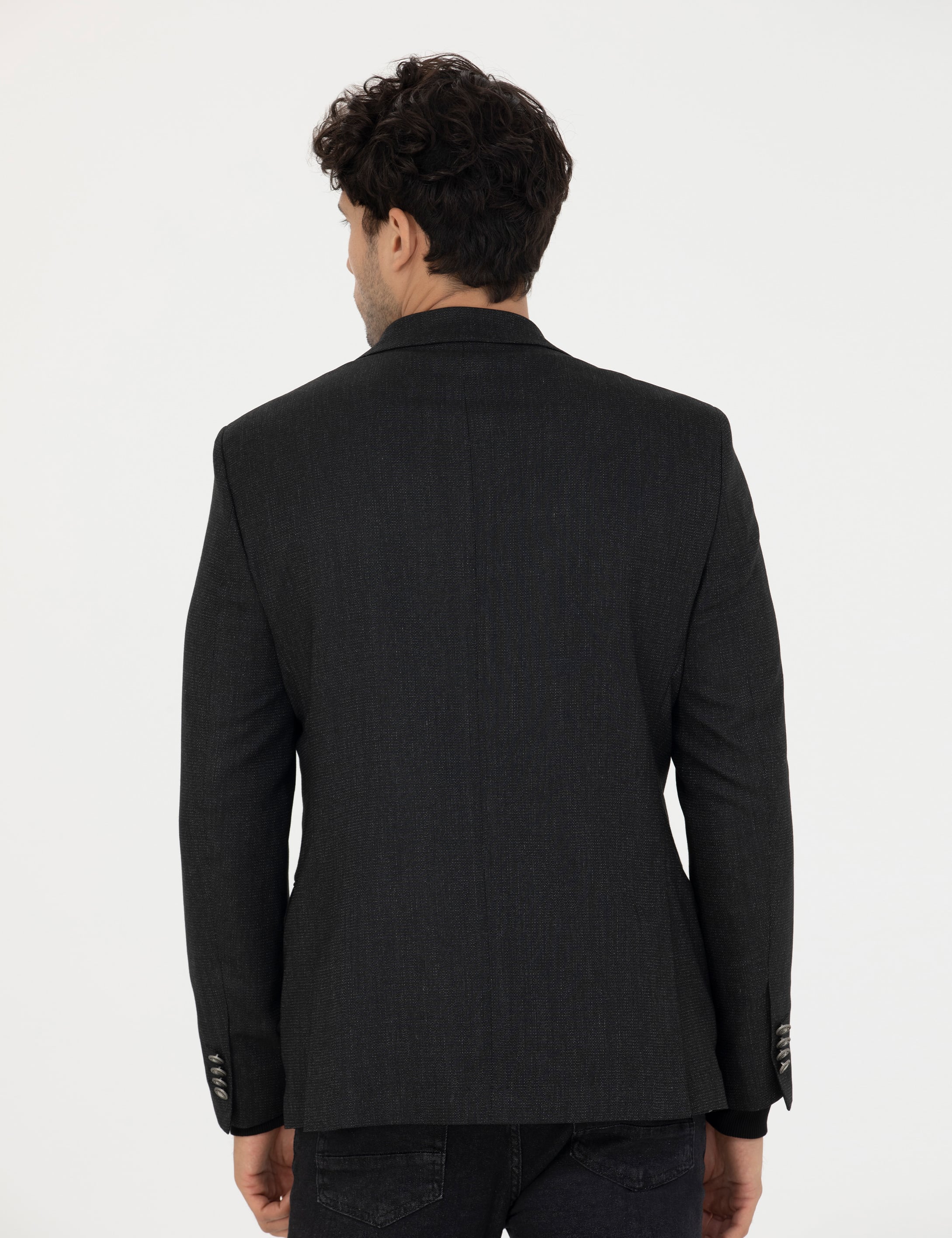 Siyah Ekstra Slim Fit Blazer Ceket - Image 5