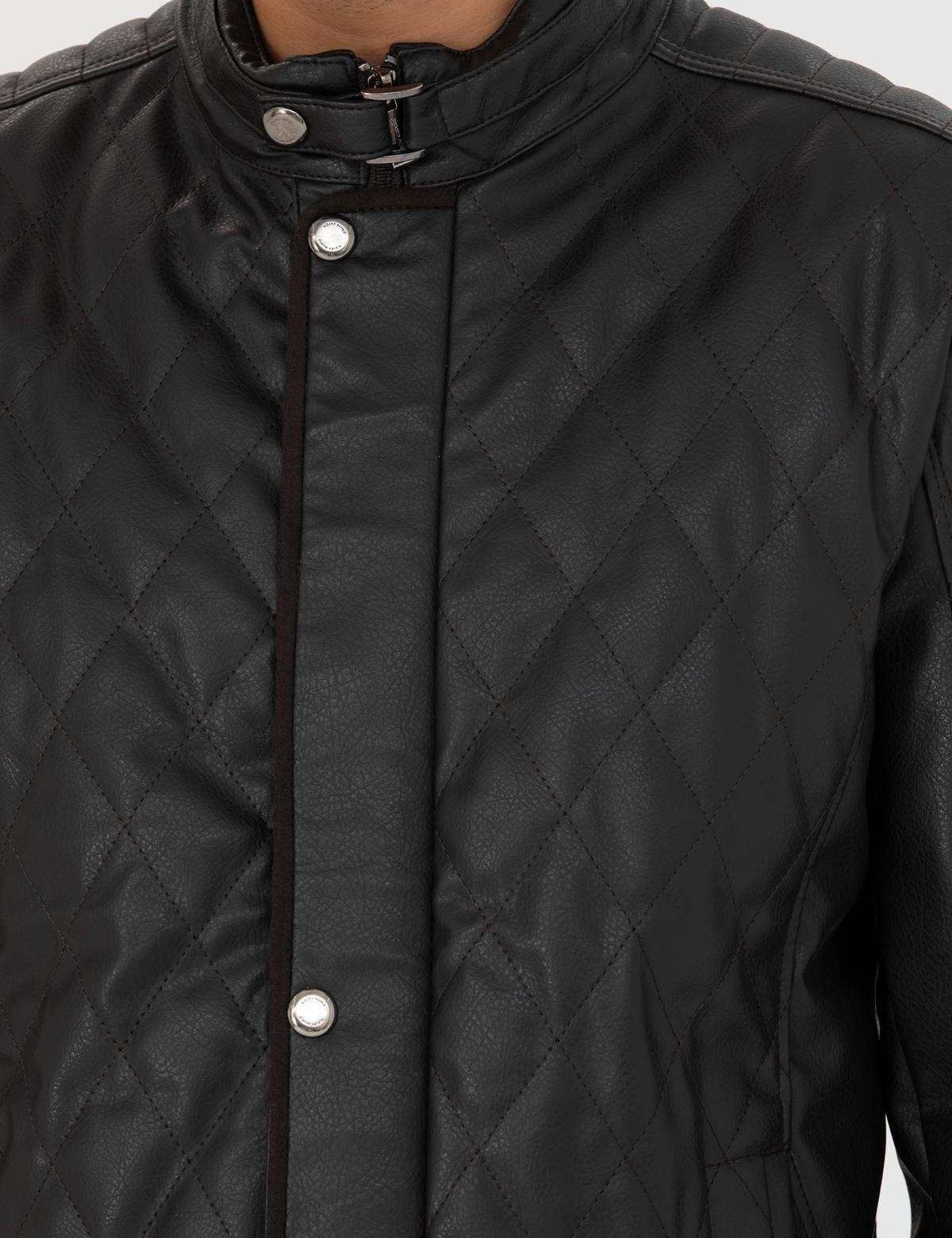 Kahverengi Suni Deri Ceket - 50280282005