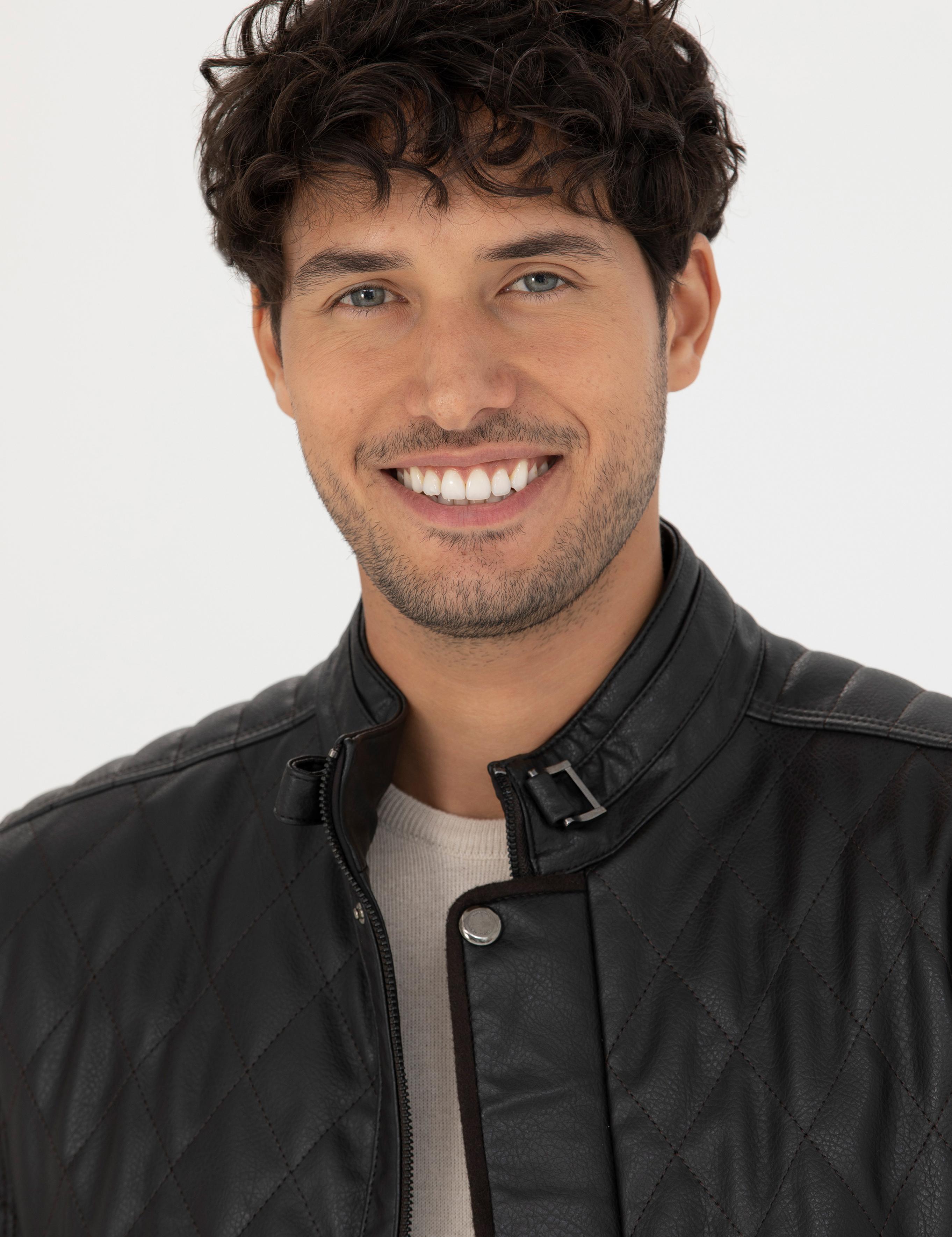 Kahverengi Suni Deri Ceket