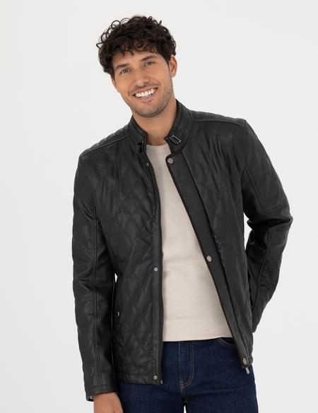 Kahverengi Suni Deri Ceket - 50280282005