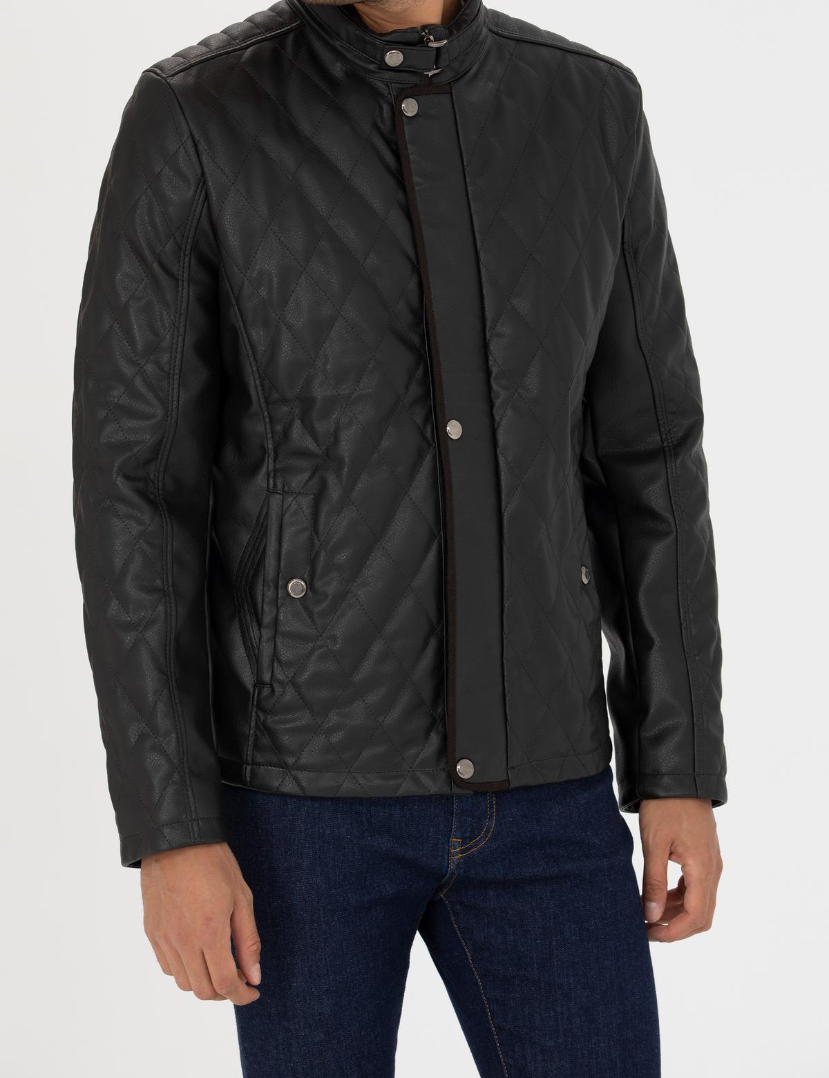 Kahverengi Suni Deri Ceket - 50280282005