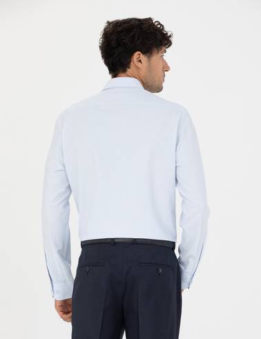 Açık Mavi Slim Fit Armürlü Gömlek