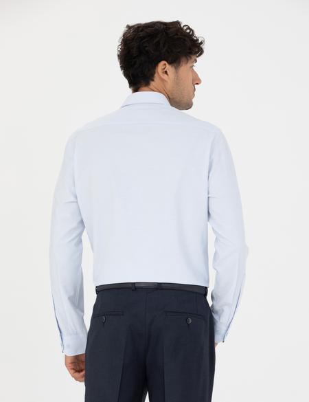 Açık Mavi Slim Fit Armürlü Gömlek - 50277397015