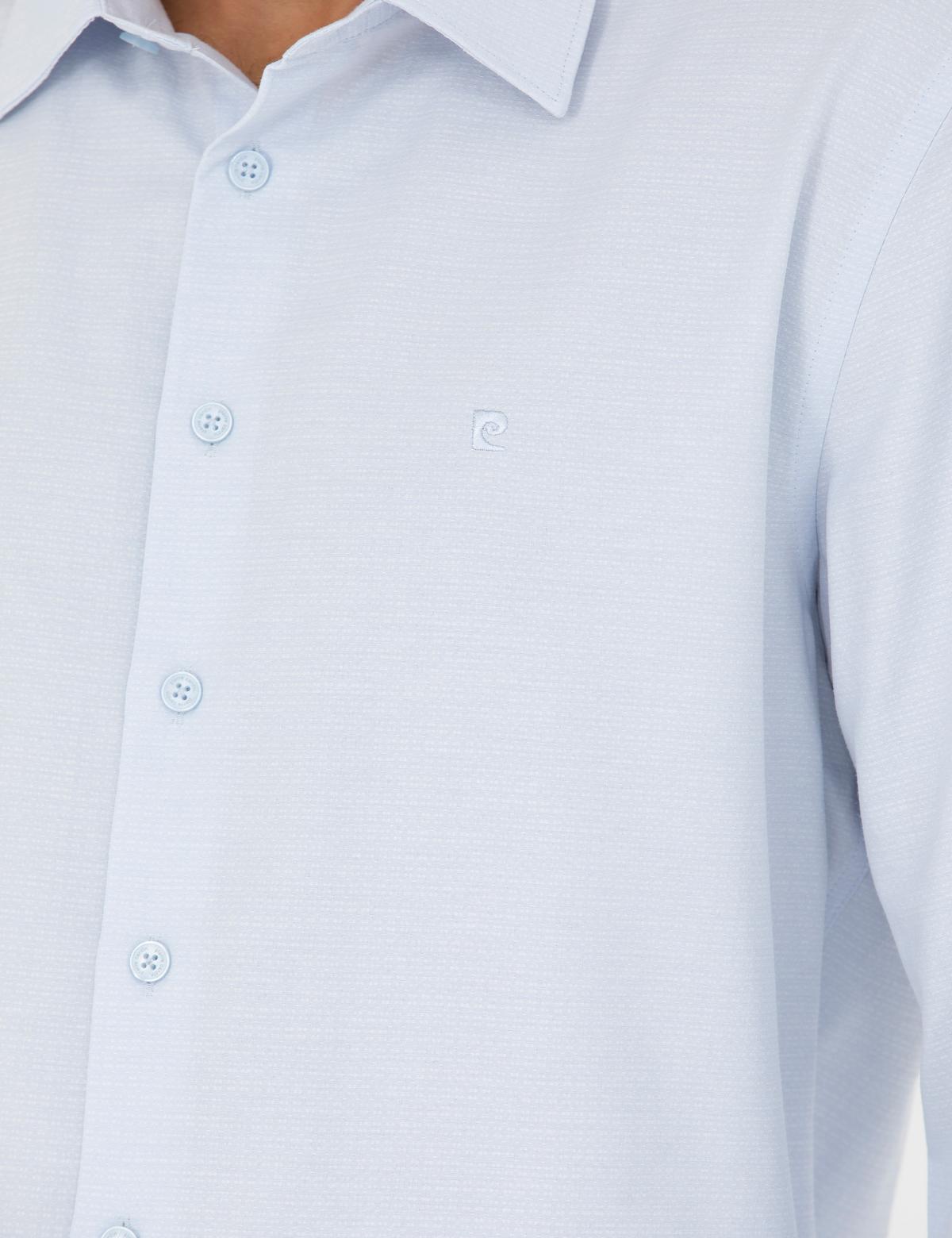 Açık Mavi Slim Fit Armürlü Gömlek - 50277397015