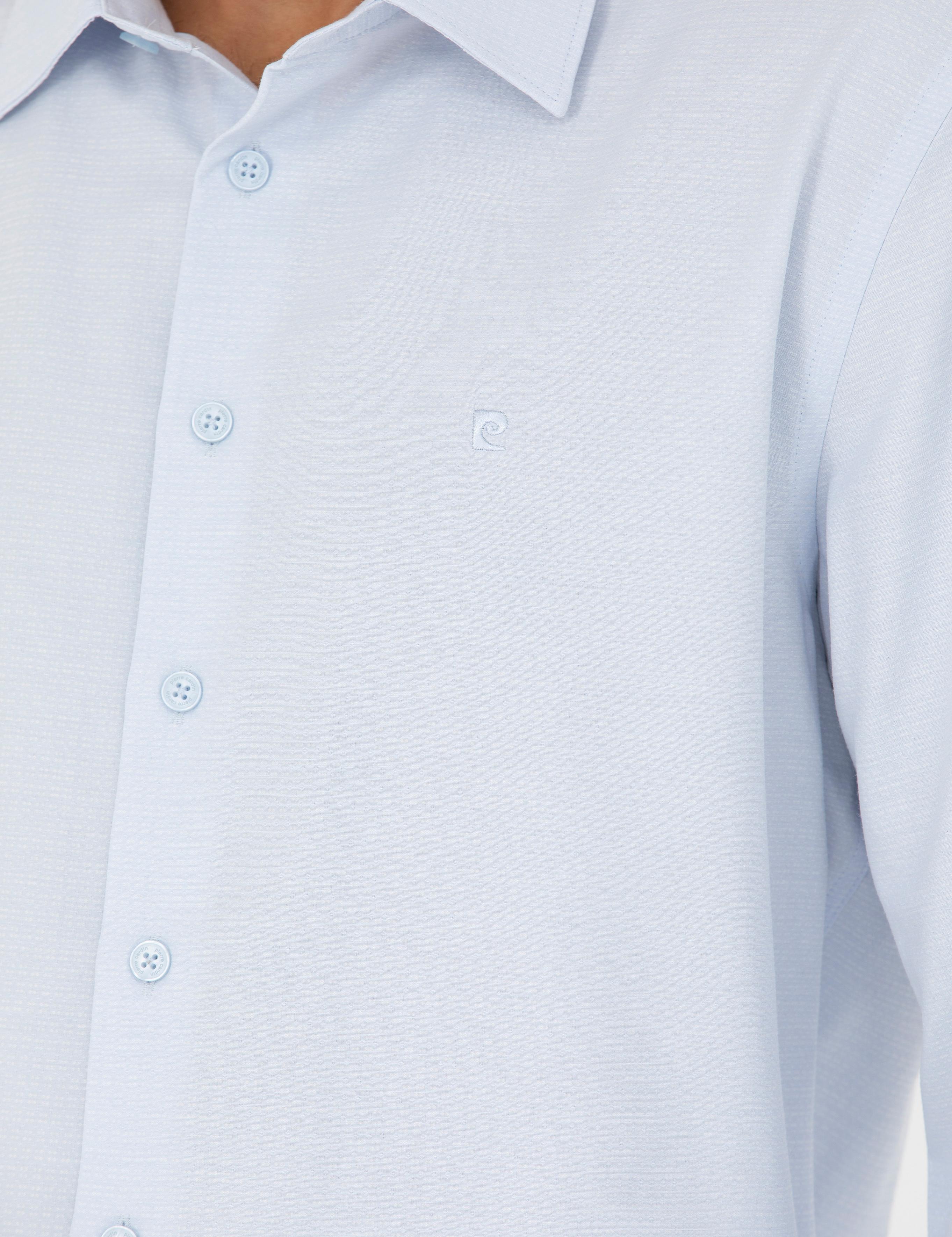 Açık Mavi Slim Fit Armürlü Gömlek