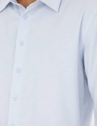 Açık Mavi Slim Fit Armürlü Gömlek