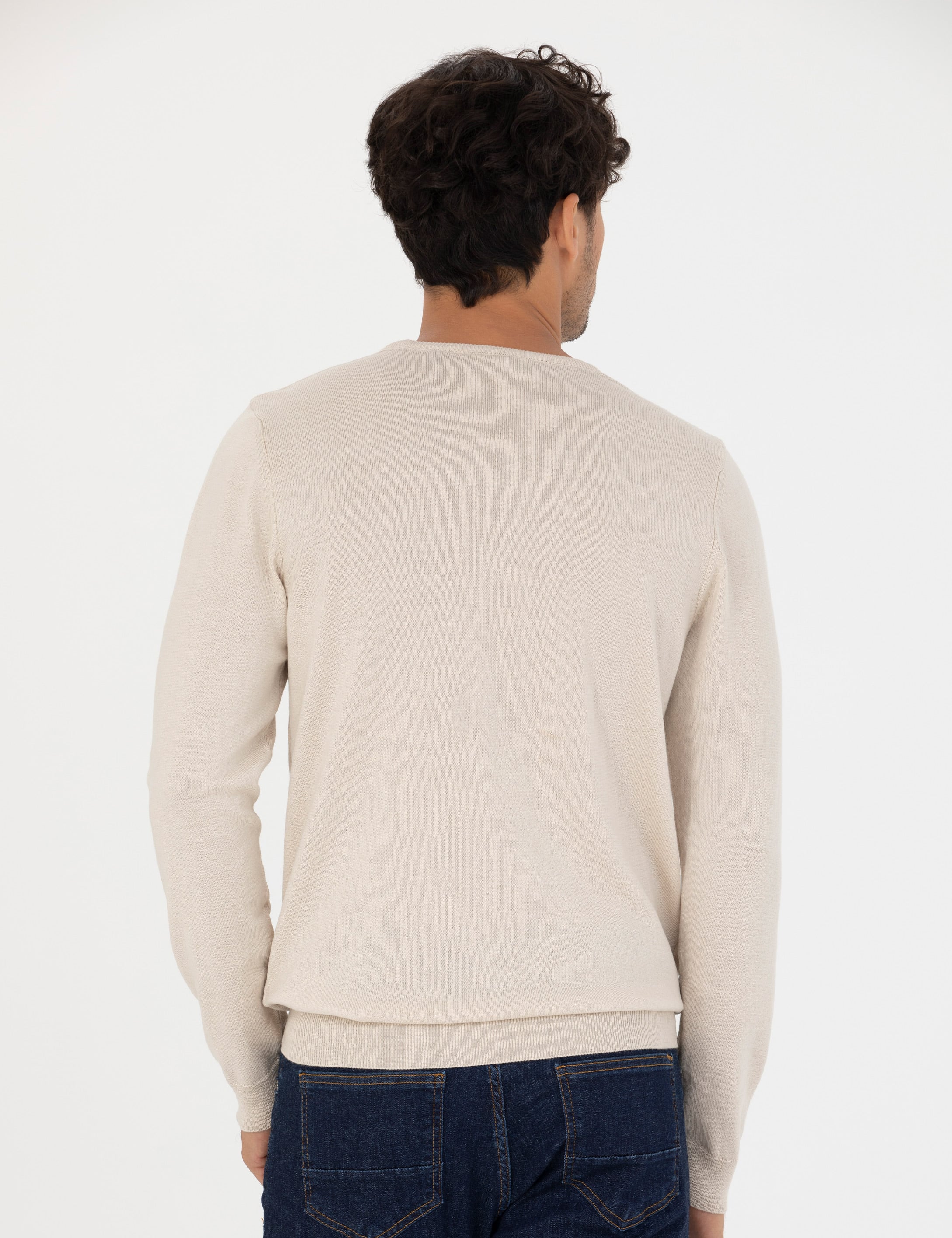 Pierre Cardin Kum Melanj Slim Fit Bisiklet Yaka Basic Triko Kazak görsel 5