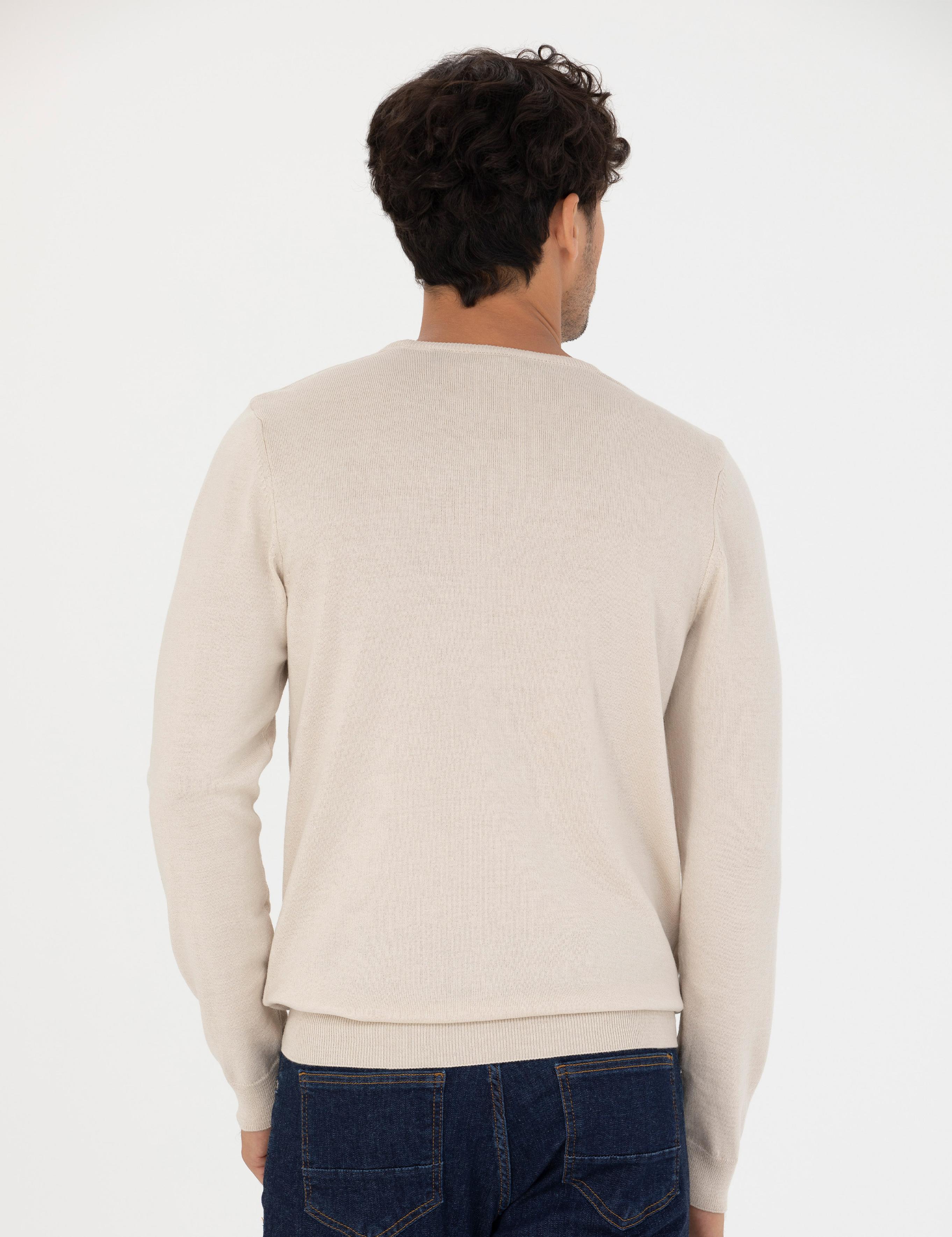 Kum Melanj Slim Fit Bisiklet Yaka Basic Triko Kazak